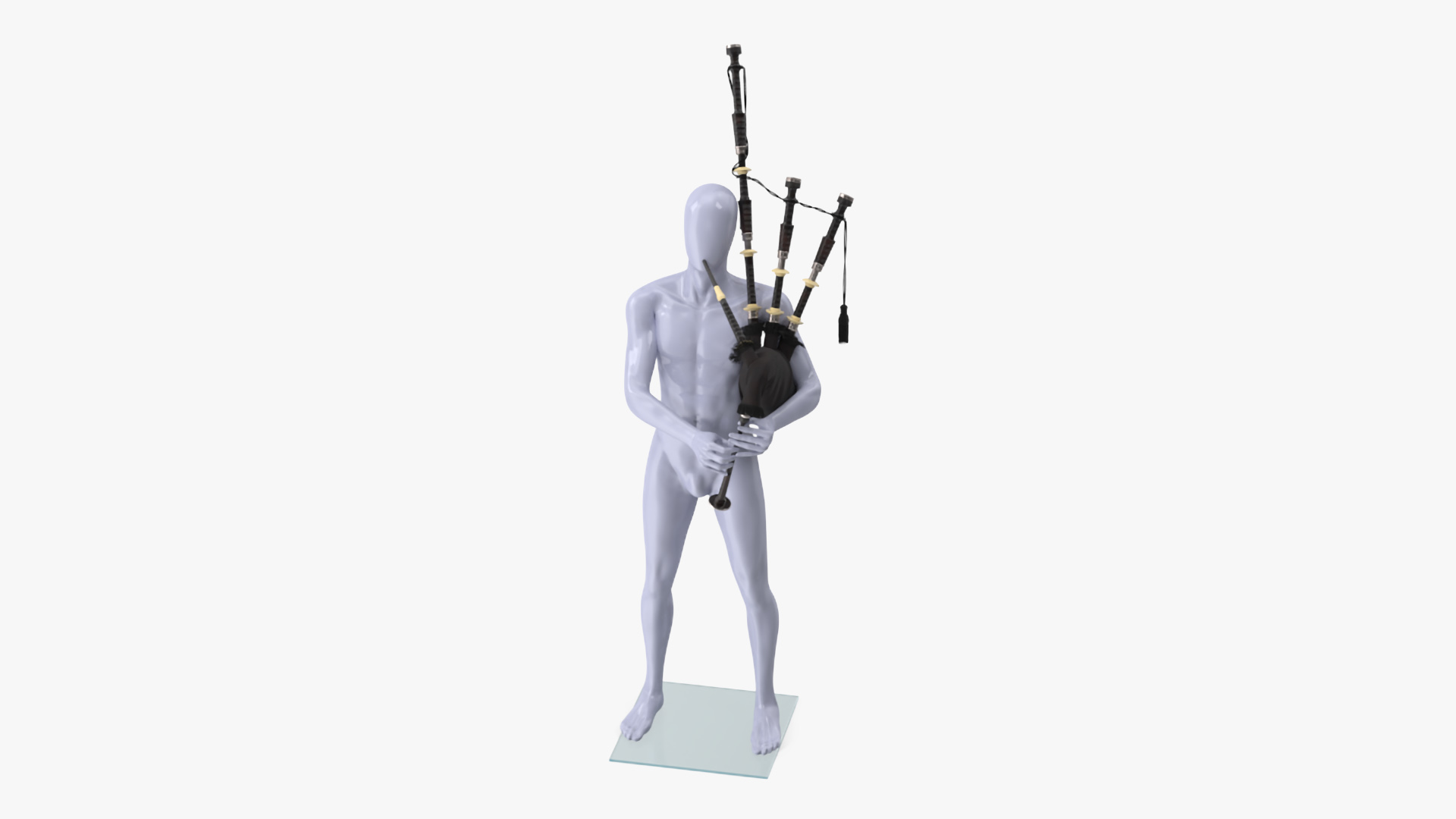 3D Mannequin with Scottish Black Bagpipes model