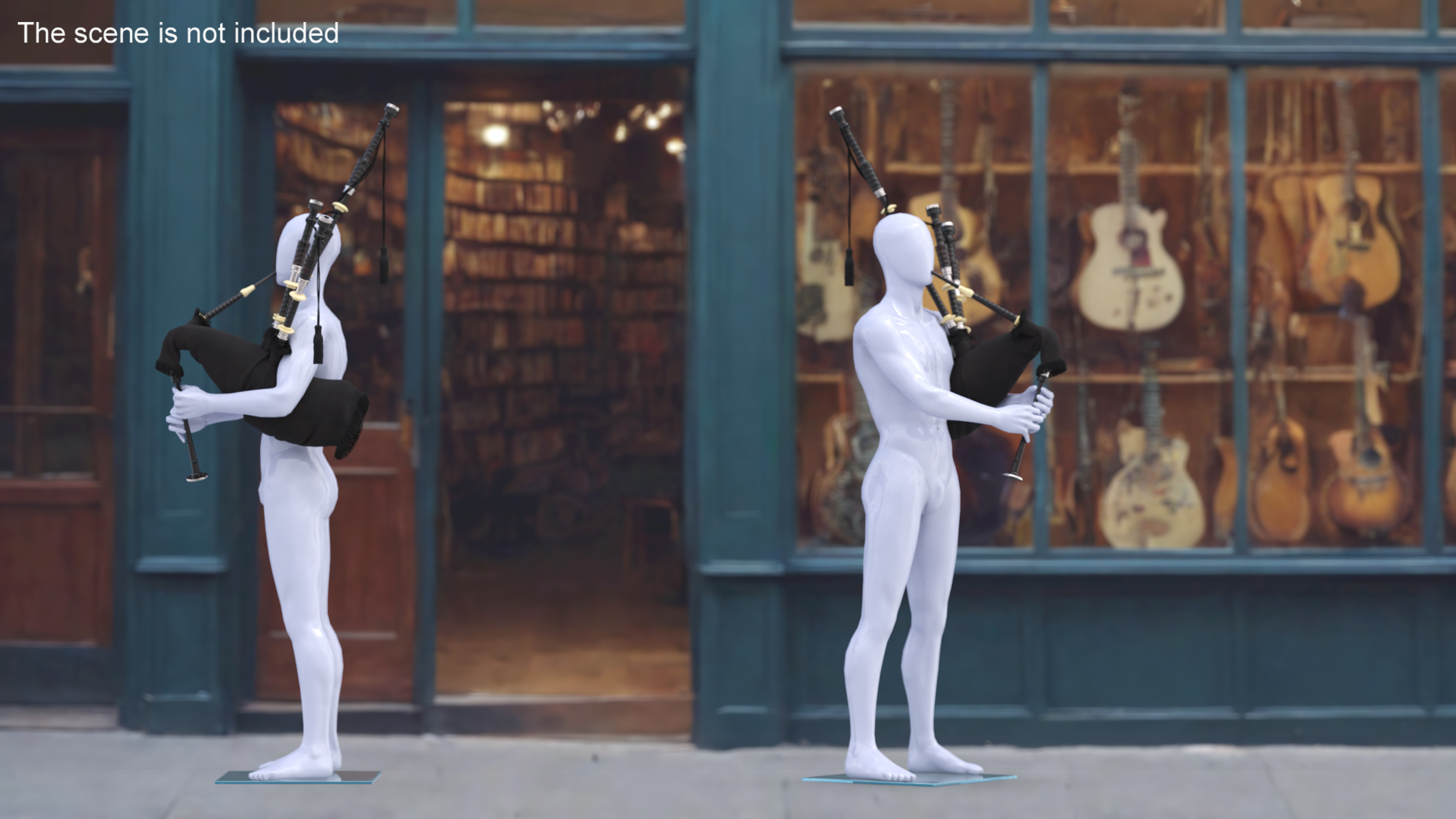 3D Mannequin with Scottish Black Bagpipes model