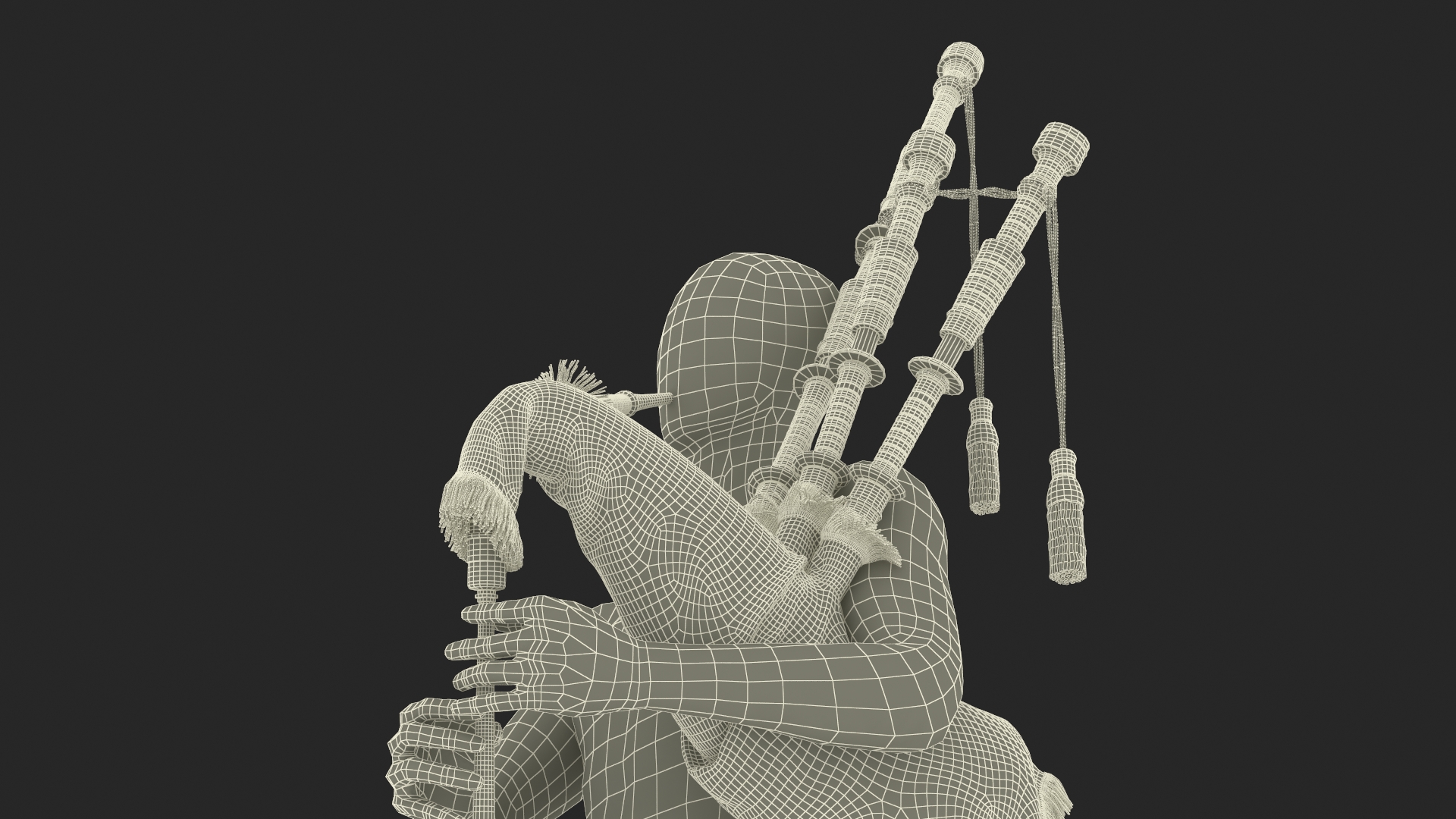 3D Mannequin with Scottish Black Bagpipes model