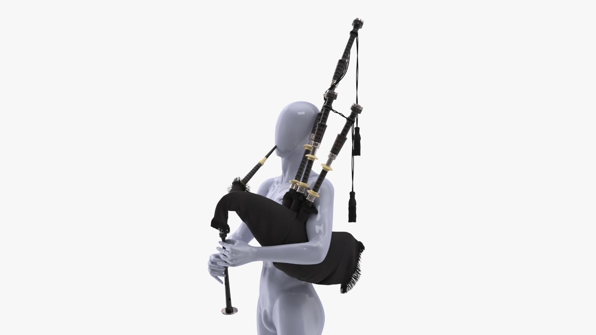 3D Mannequin with Scottish Black Bagpipes model