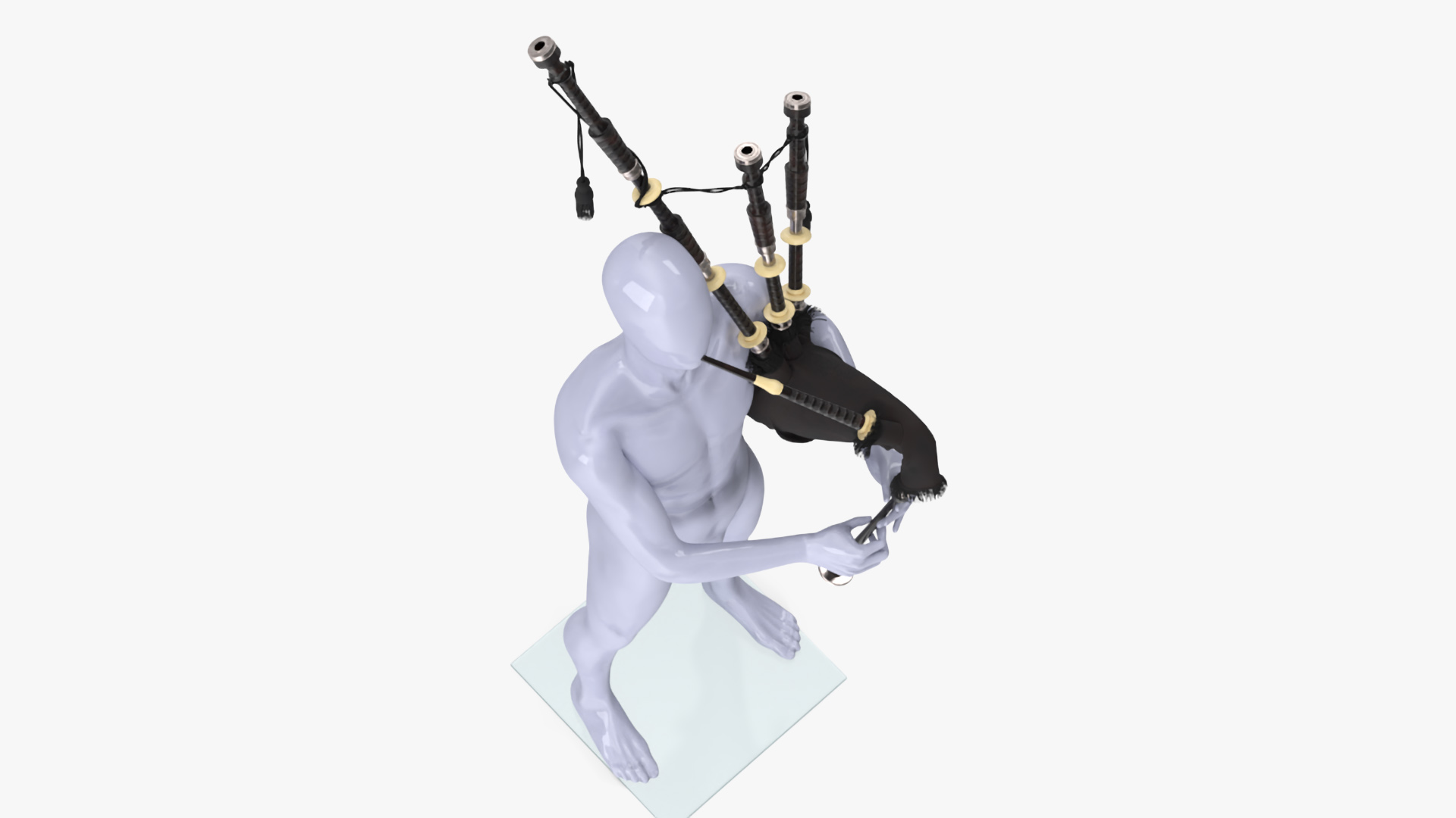 3D Mannequin with Scottish Black Bagpipes model