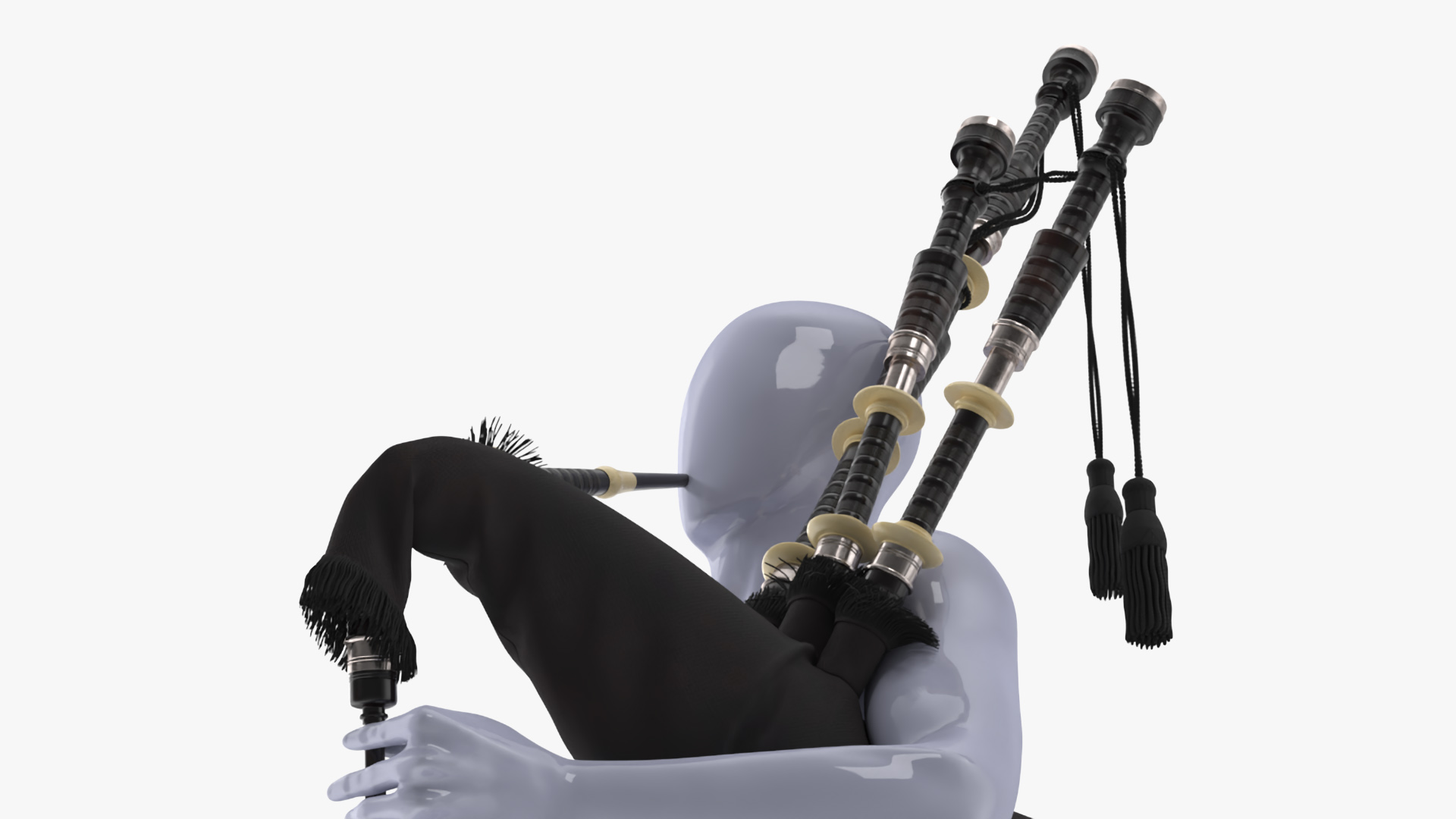 3D Mannequin with Scottish Black Bagpipes model