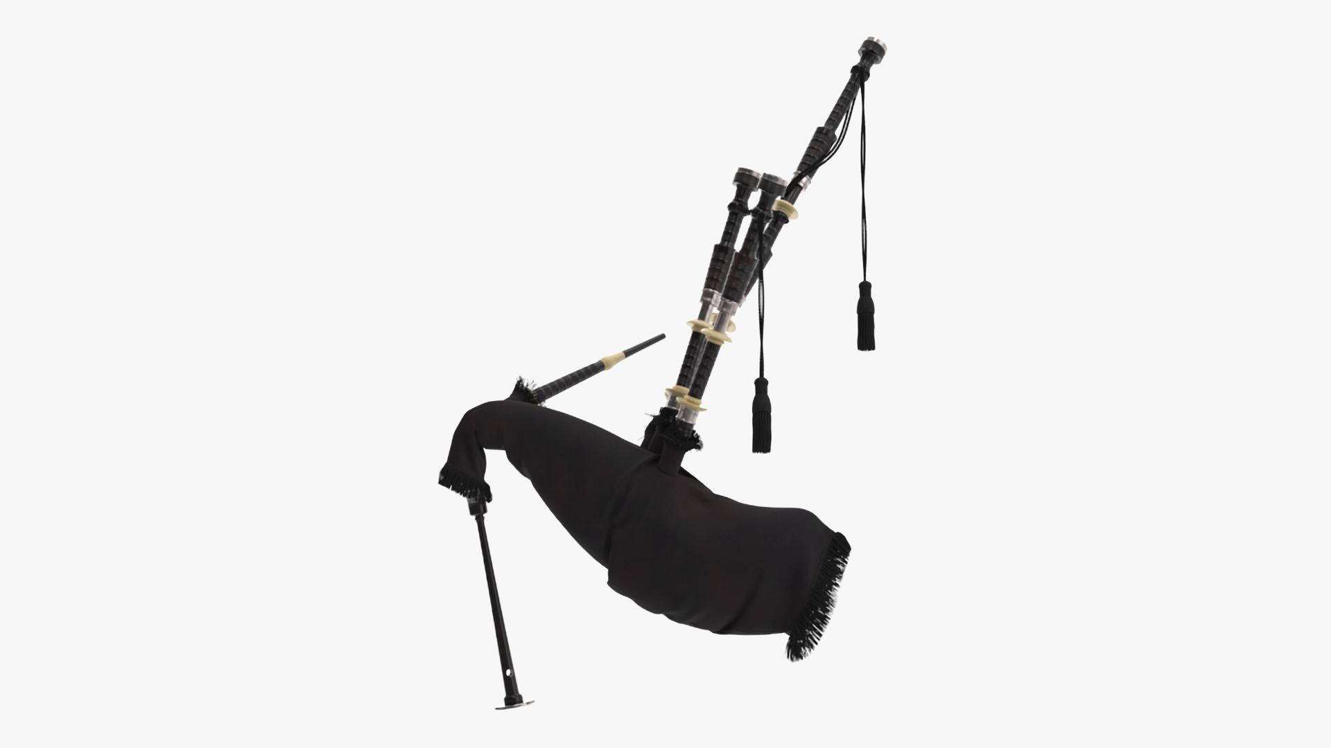 3D Mannequin with Scottish Black Bagpipes model