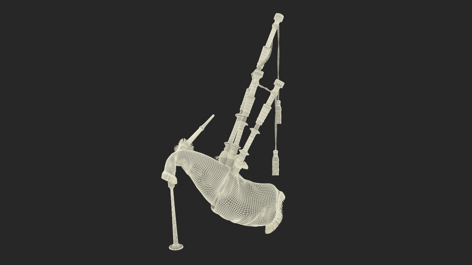 3D Mannequin with Scottish Black Bagpipes model