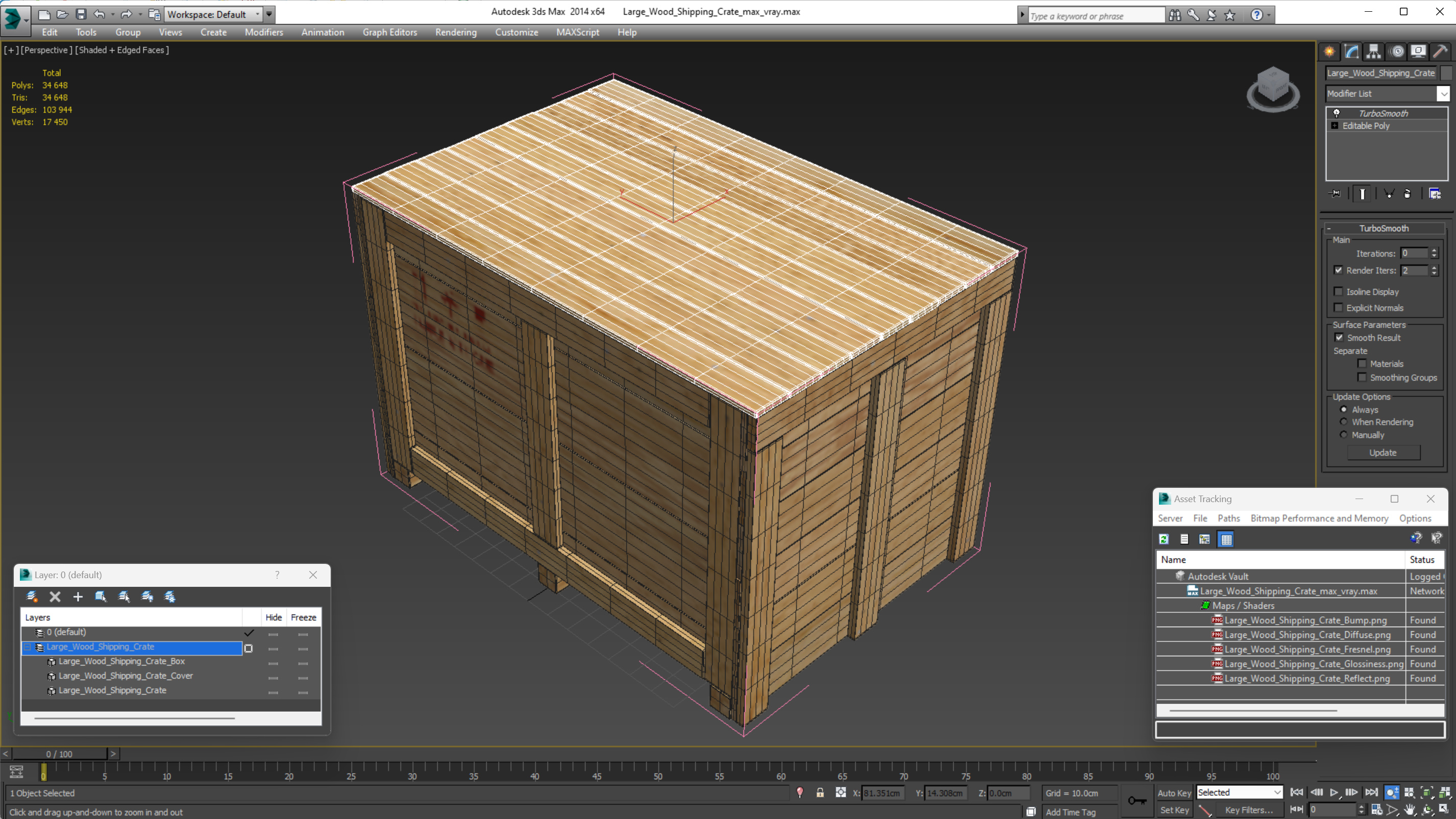3D model Large Wood Shipping Crate
