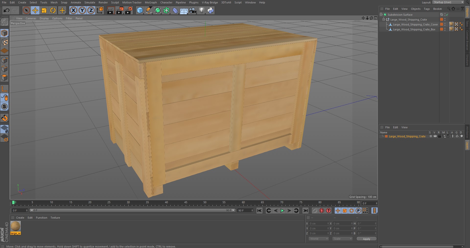 3D model Large Wood Shipping Crate