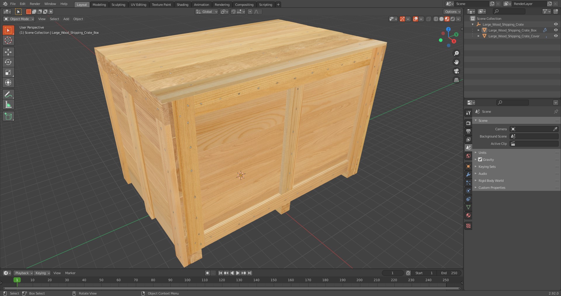 3D model Large Wood Shipping Crate