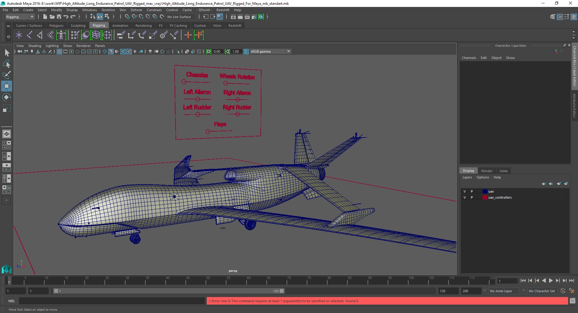 3D model High Altitude Long Endurance Patrol UAV Rigged for Maya