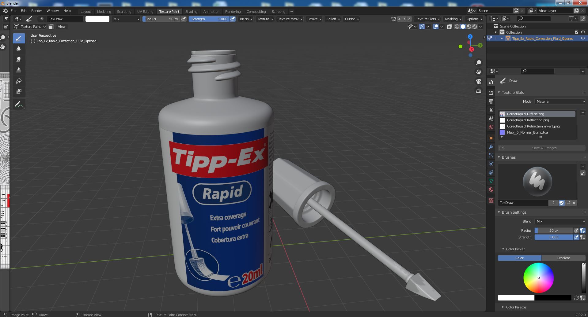 Tipp Ex Rapid Correction Fluid Opened 3D