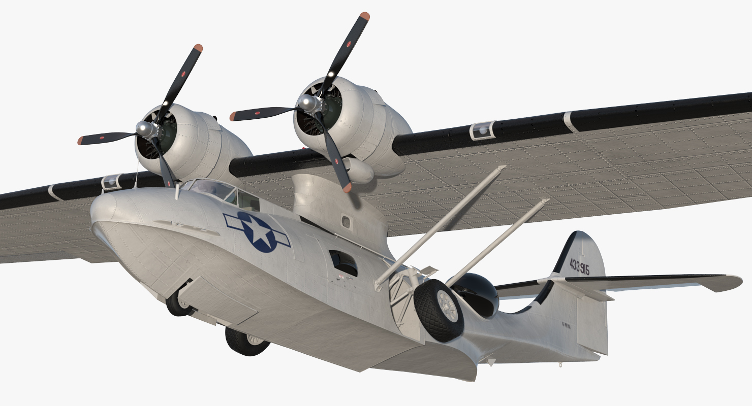 Flying Boat Consolidated PBY Catalina WWII Rigged 3D model
