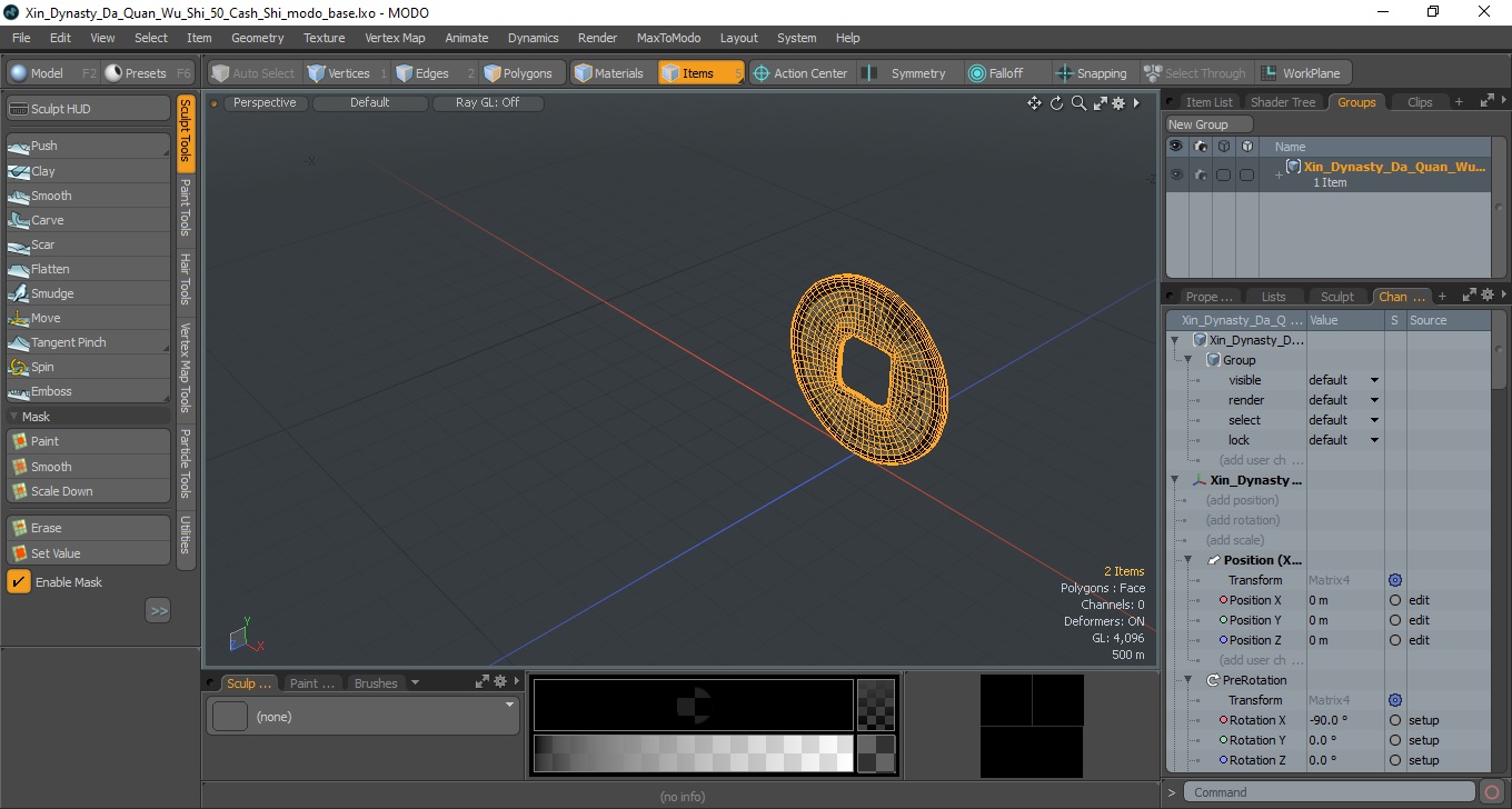 3D Xin Dynasty Da Quan Wu Shi 50 Cash Shi model