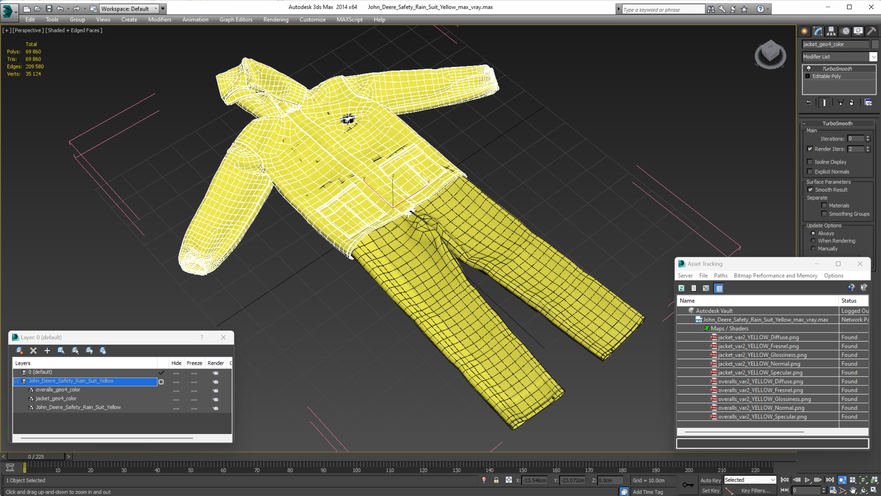 John Deere Safety Rain Suit Yellow 3D model