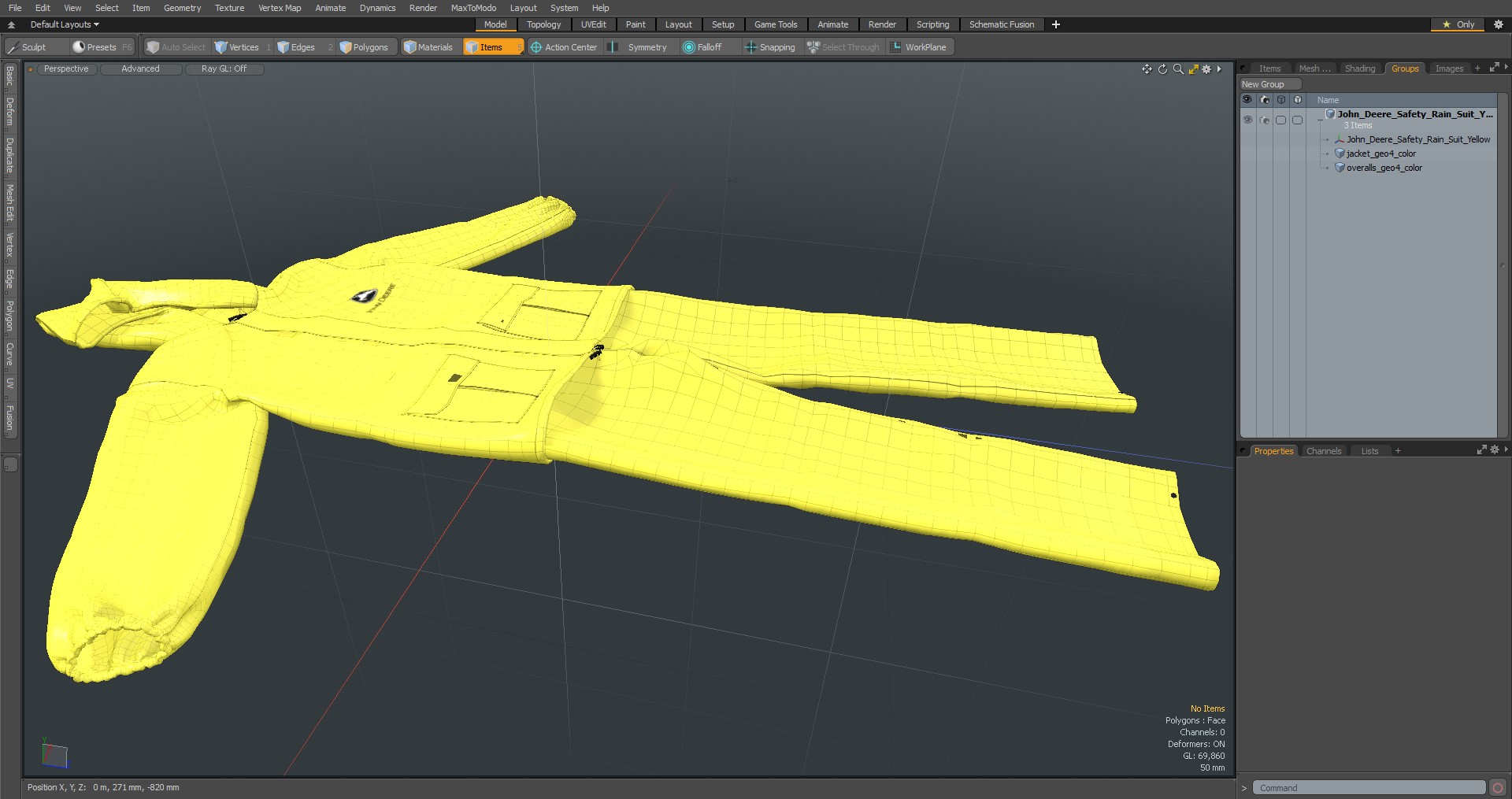 John Deere Safety Rain Suit Yellow 3D model