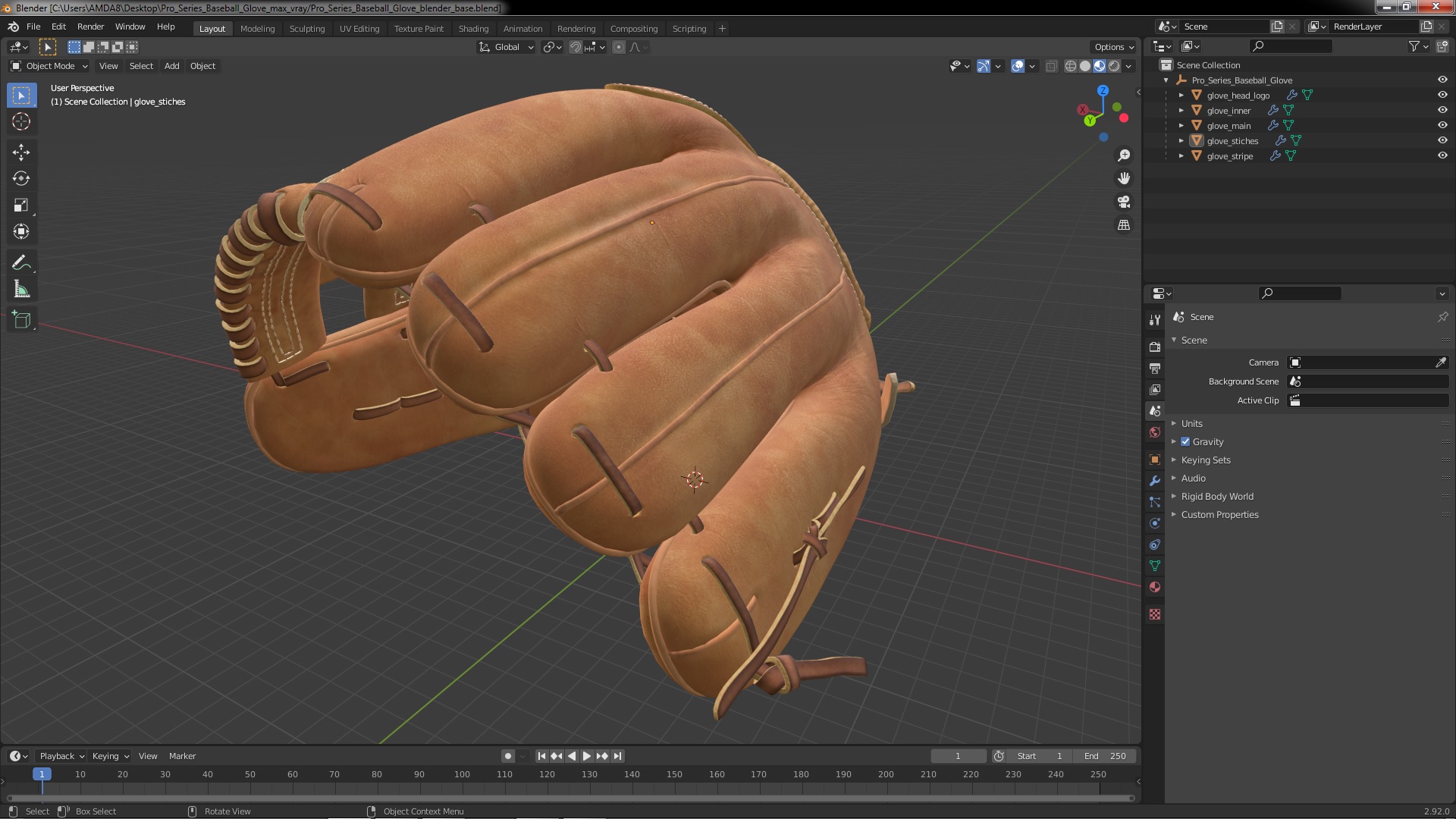 3D model Pro Series Baseball Glove