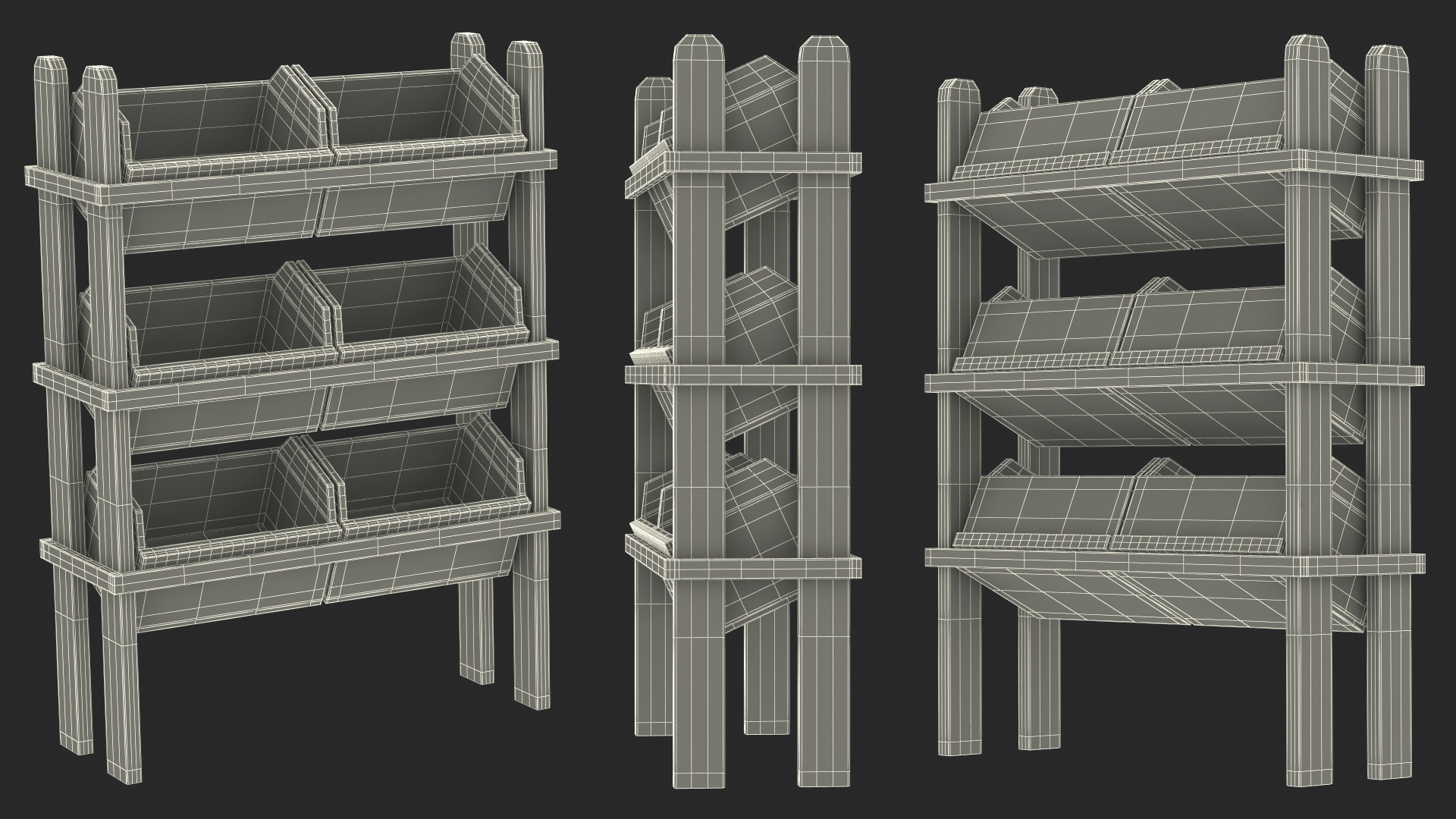Wooden Display Stand with Crates 3D