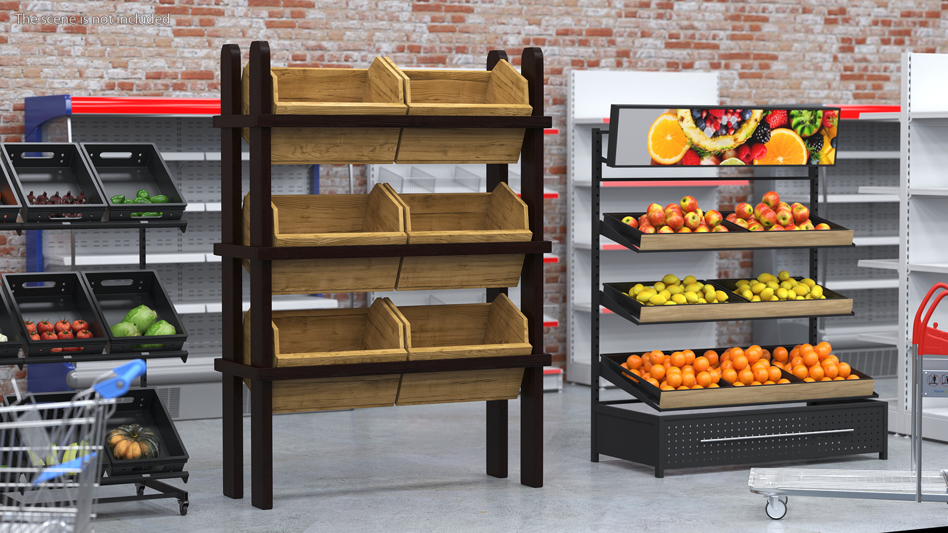 Wooden Display Stand with Crates 3D