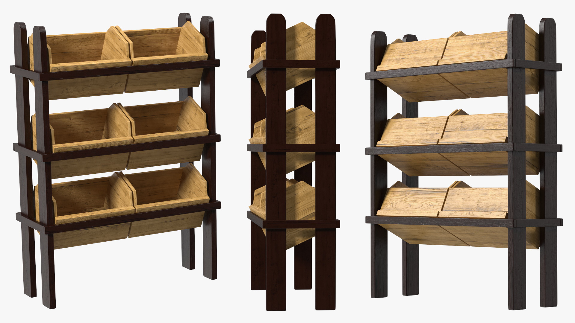Wooden Display Stand with Crates 3D