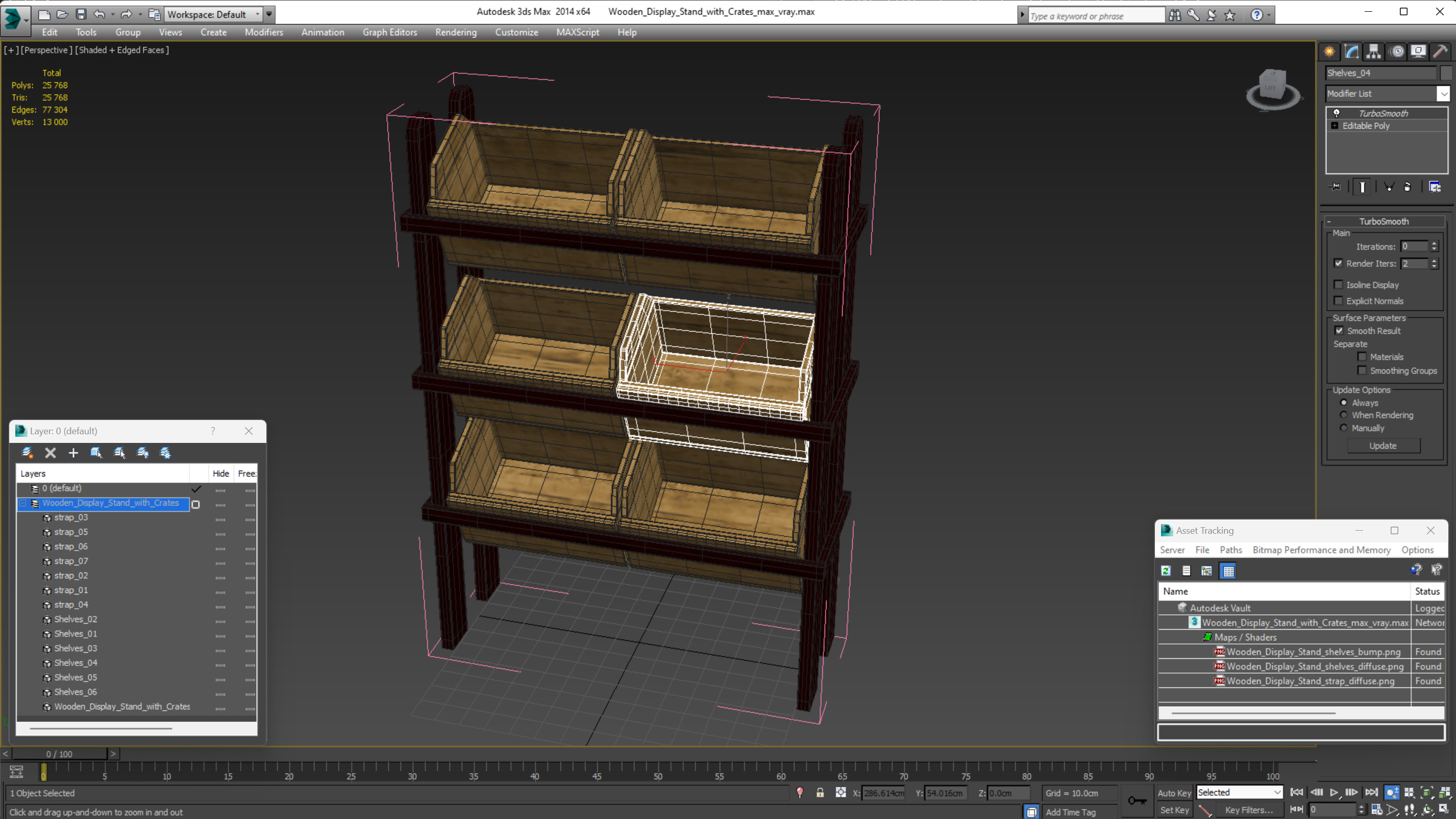 Wooden Display Stand with Crates 3D