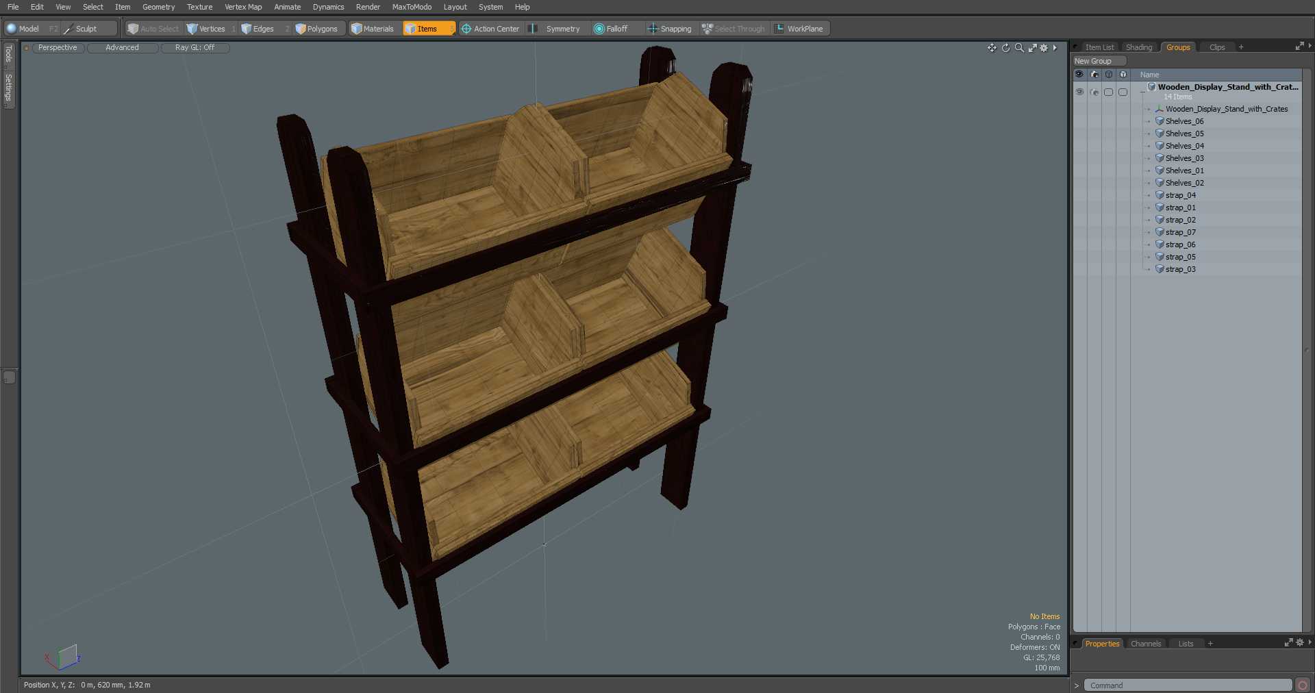 Wooden Display Stand with Crates 3D