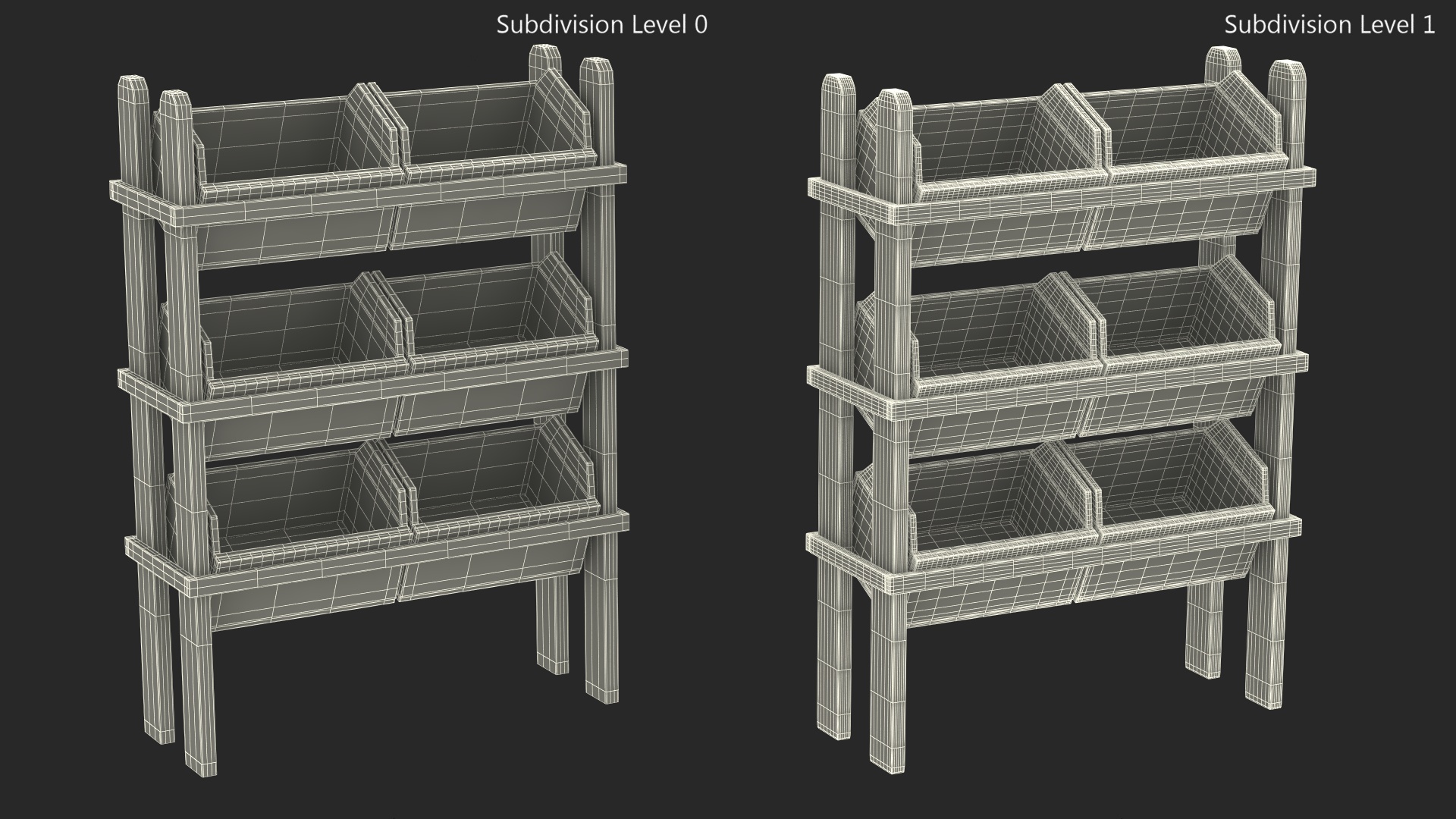 Wooden Display Stand with Crates 3D