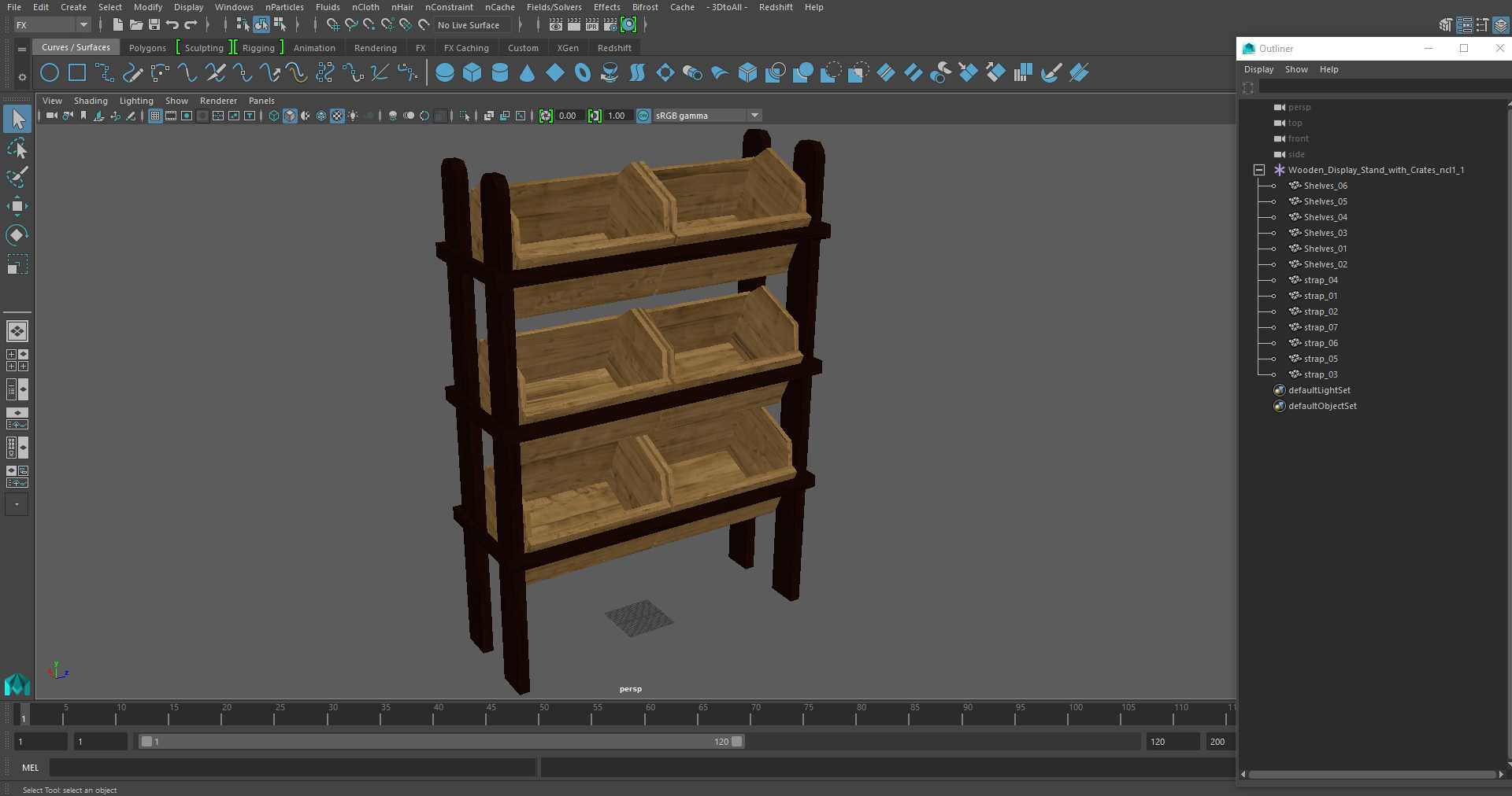 Wooden Display Stand with Crates 3D