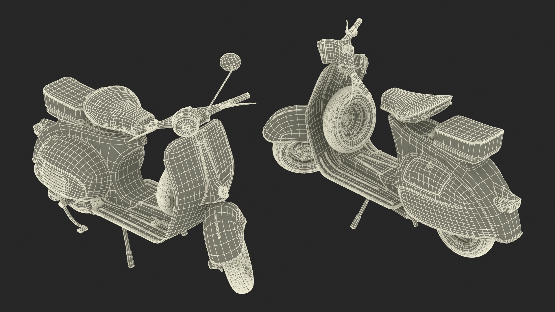 Retro Scooter Vespa 125 Grey Rigged for Cinema 4D 3D model