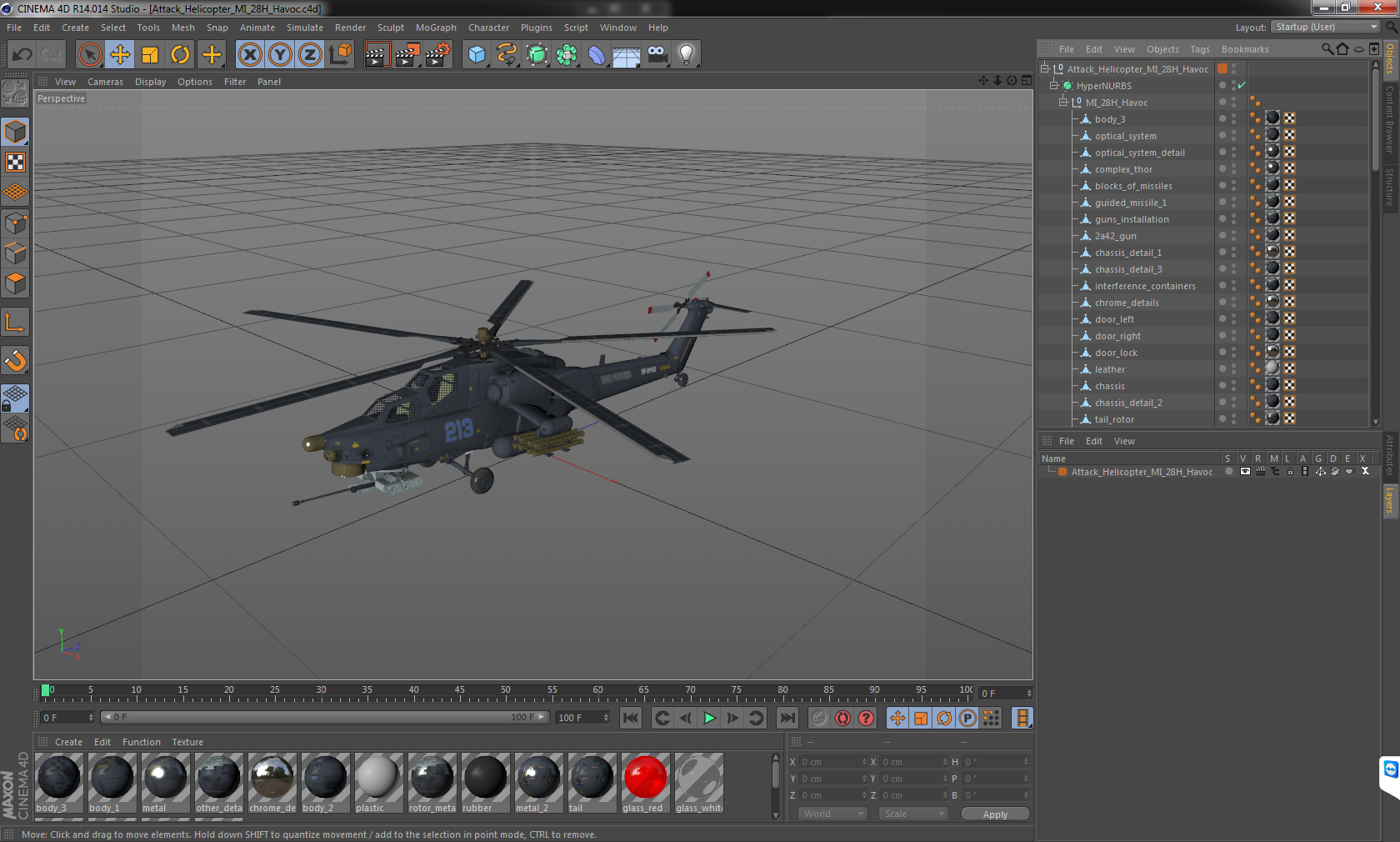 3D model Attack Helicopter MI 28H Havoc