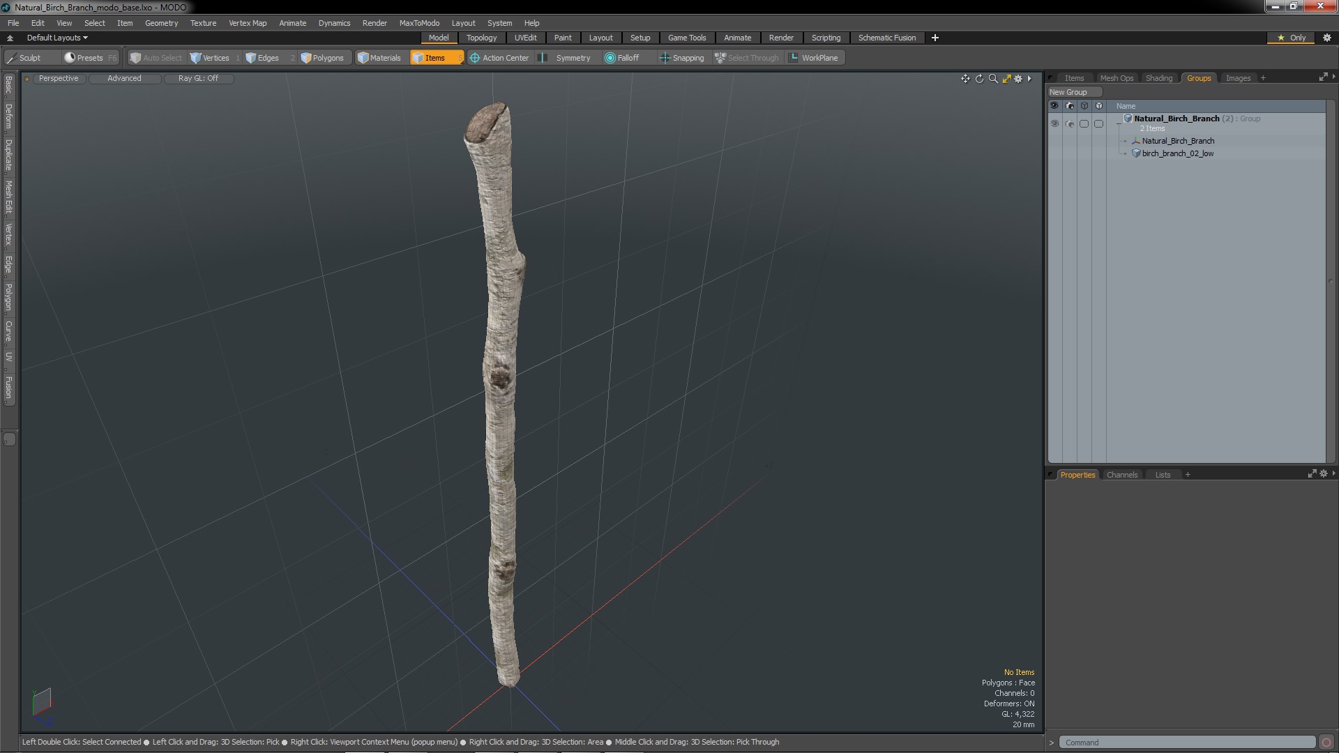 3D model Natural Birch Branch
