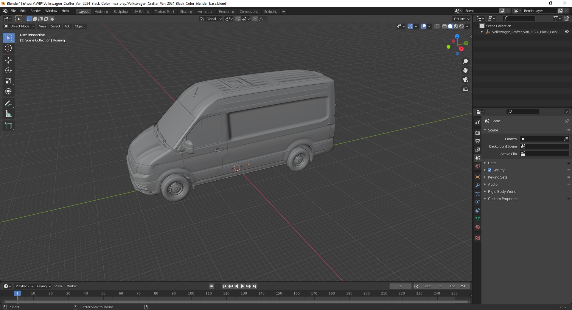 Volkswagen Crafter Van 2024 Black Color 3D model