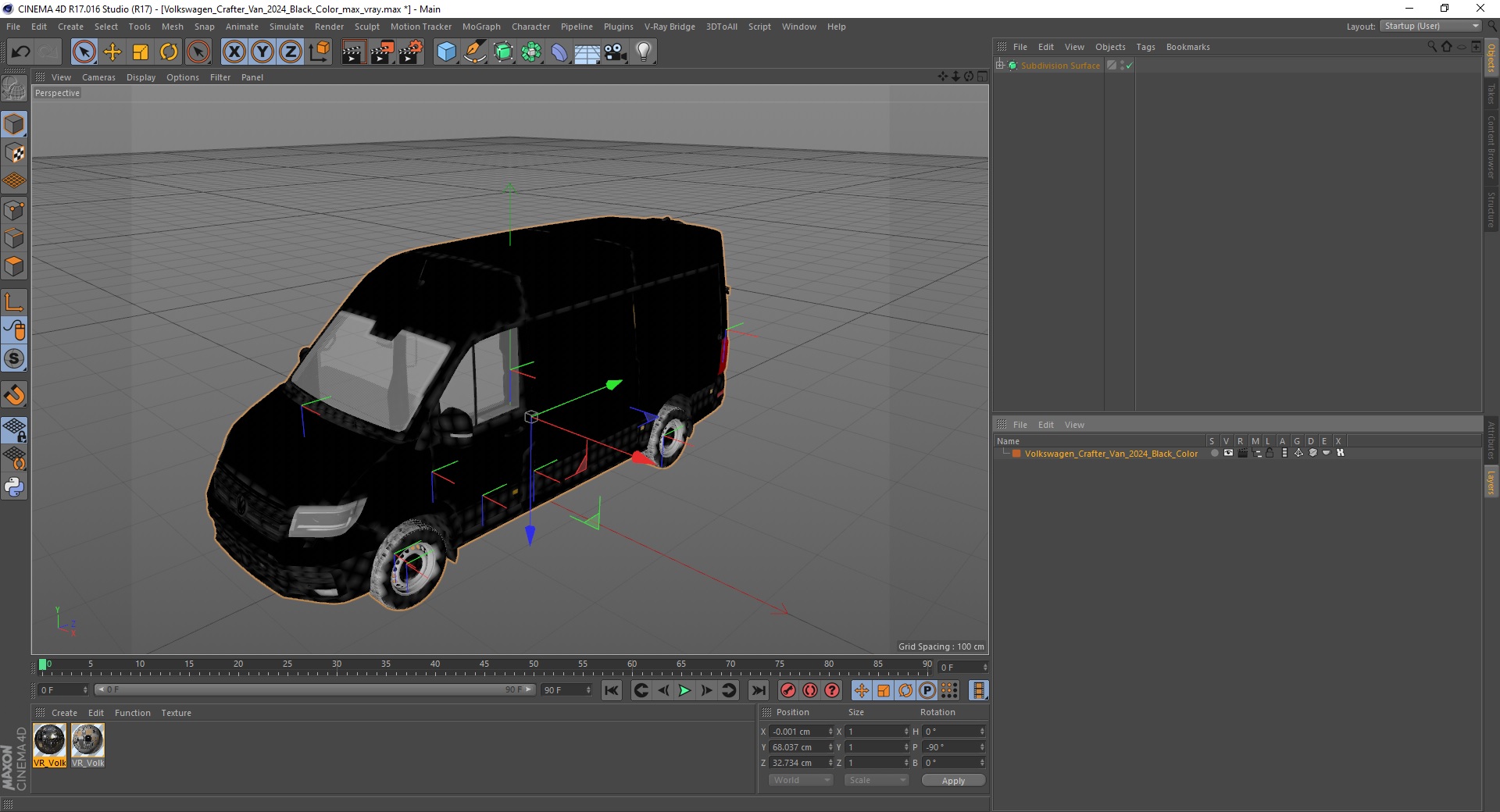 Volkswagen Crafter Van 2024 Black Color 3D model