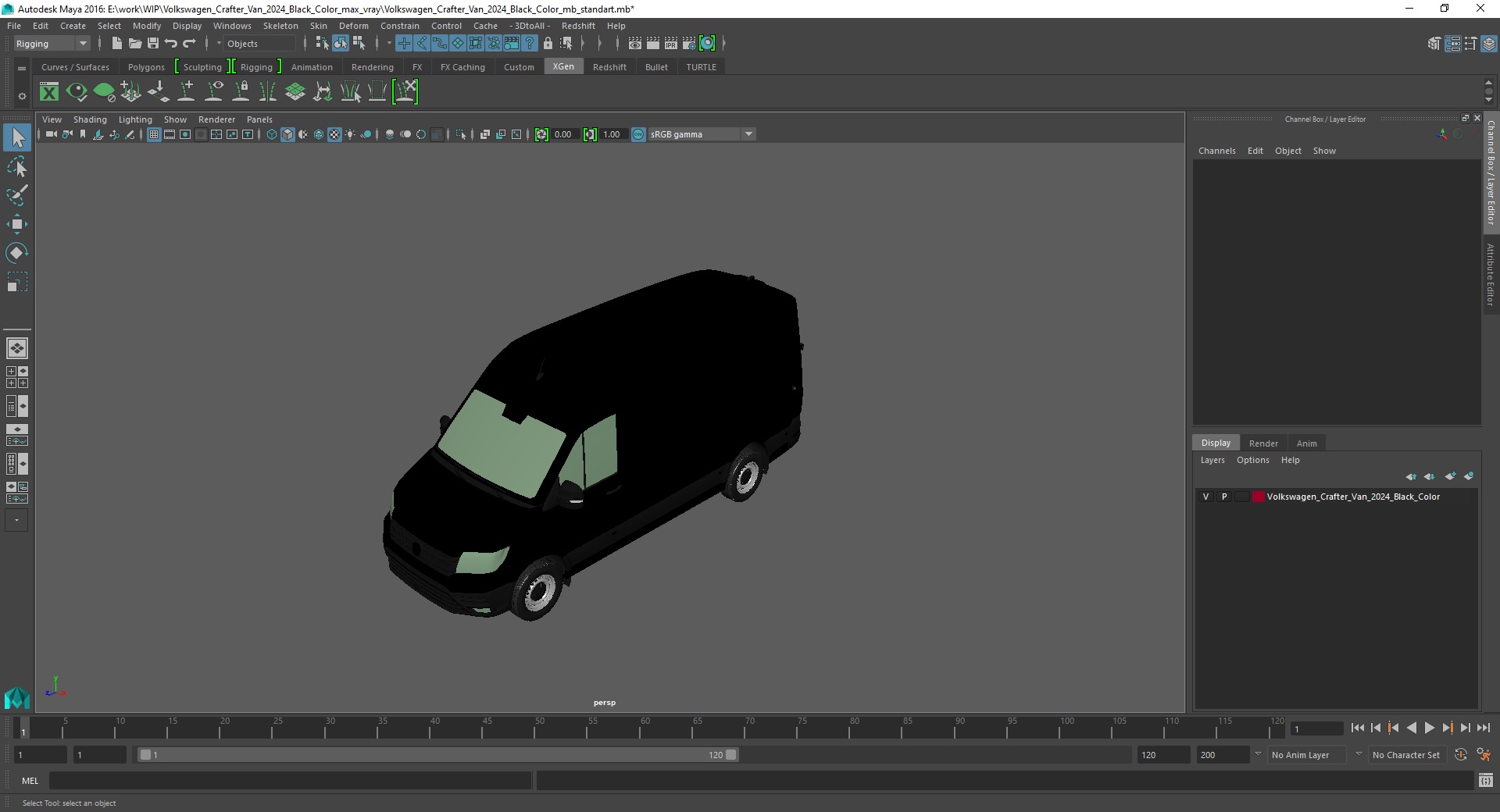 Volkswagen Crafter Van 2024 Black Color 3D model