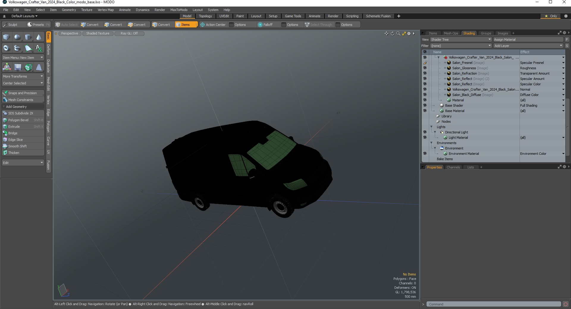 Volkswagen Crafter Van 2024 Black Color 3D model