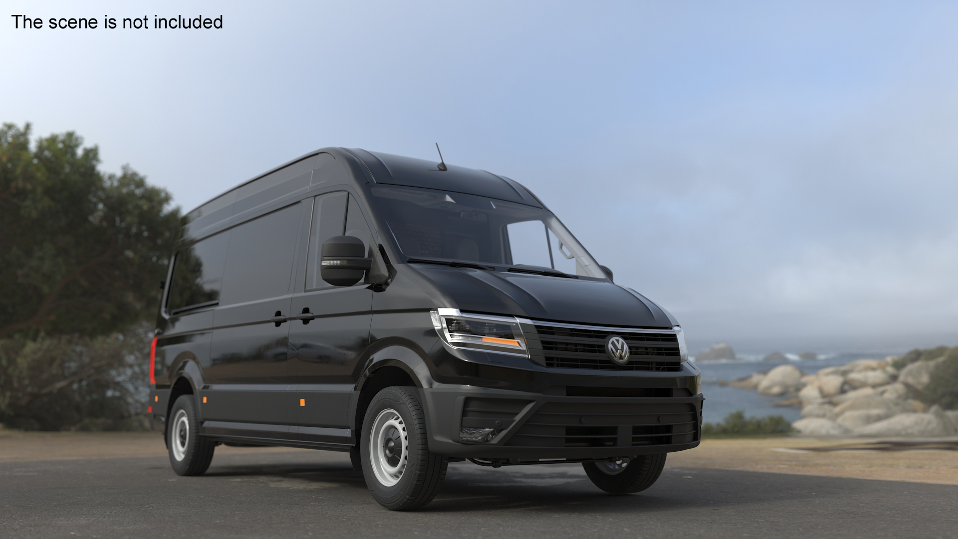Volkswagen Crafter Van 2024 Black Color 3D model