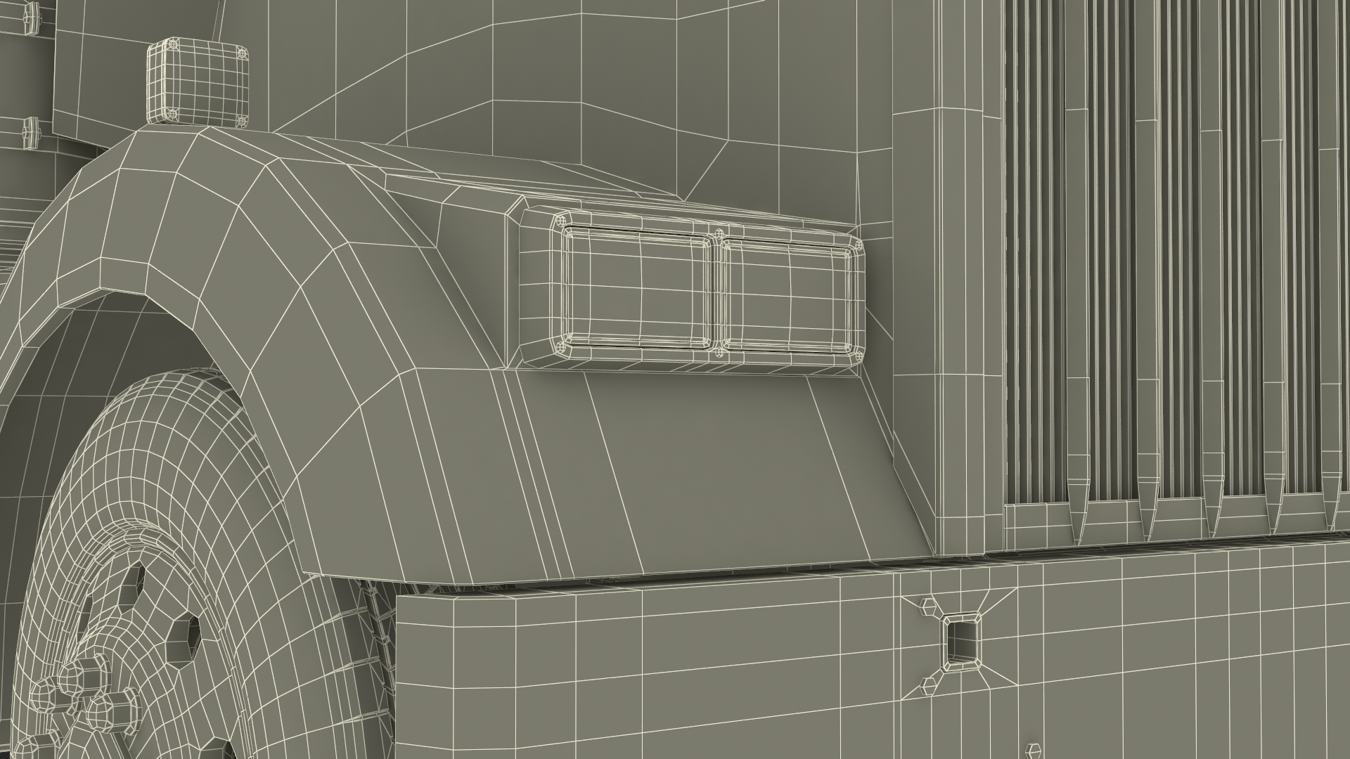 3D Semi Truck with Flatbed Trailer