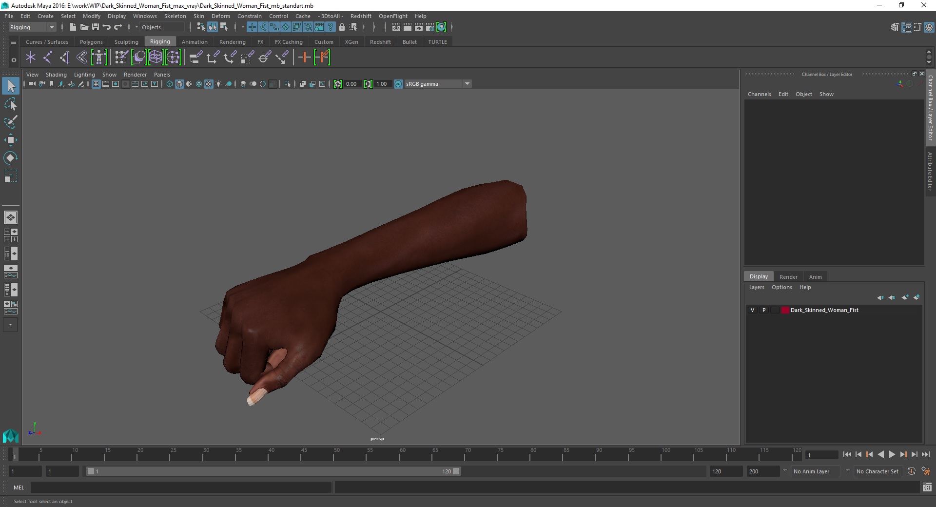 3D Dark Skinned Woman Fist model
