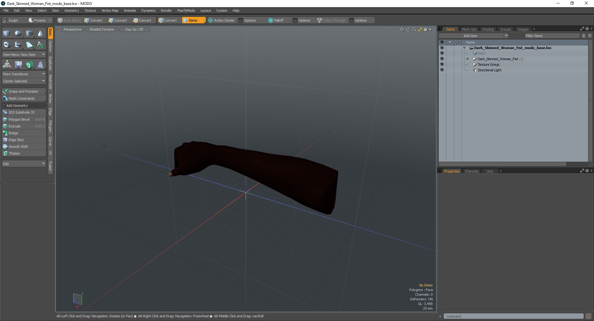 3D Dark Skinned Woman Fist model