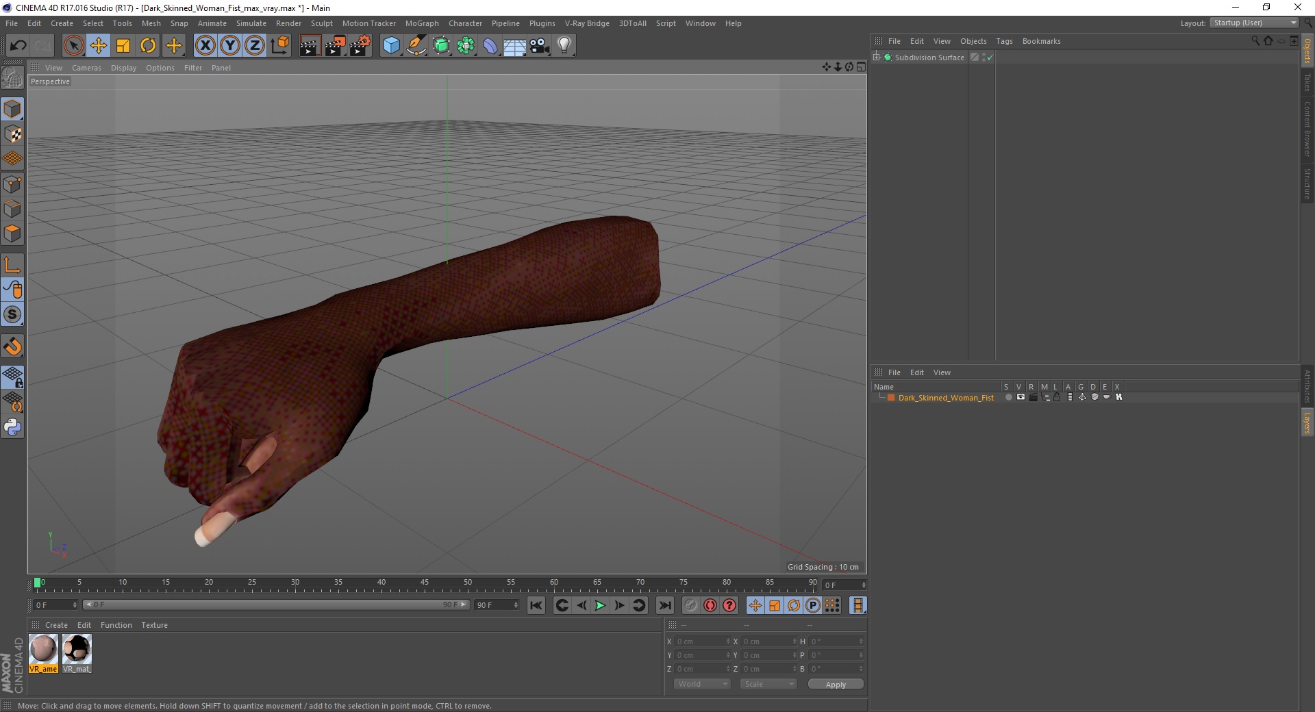 3D Dark Skinned Woman Fist model