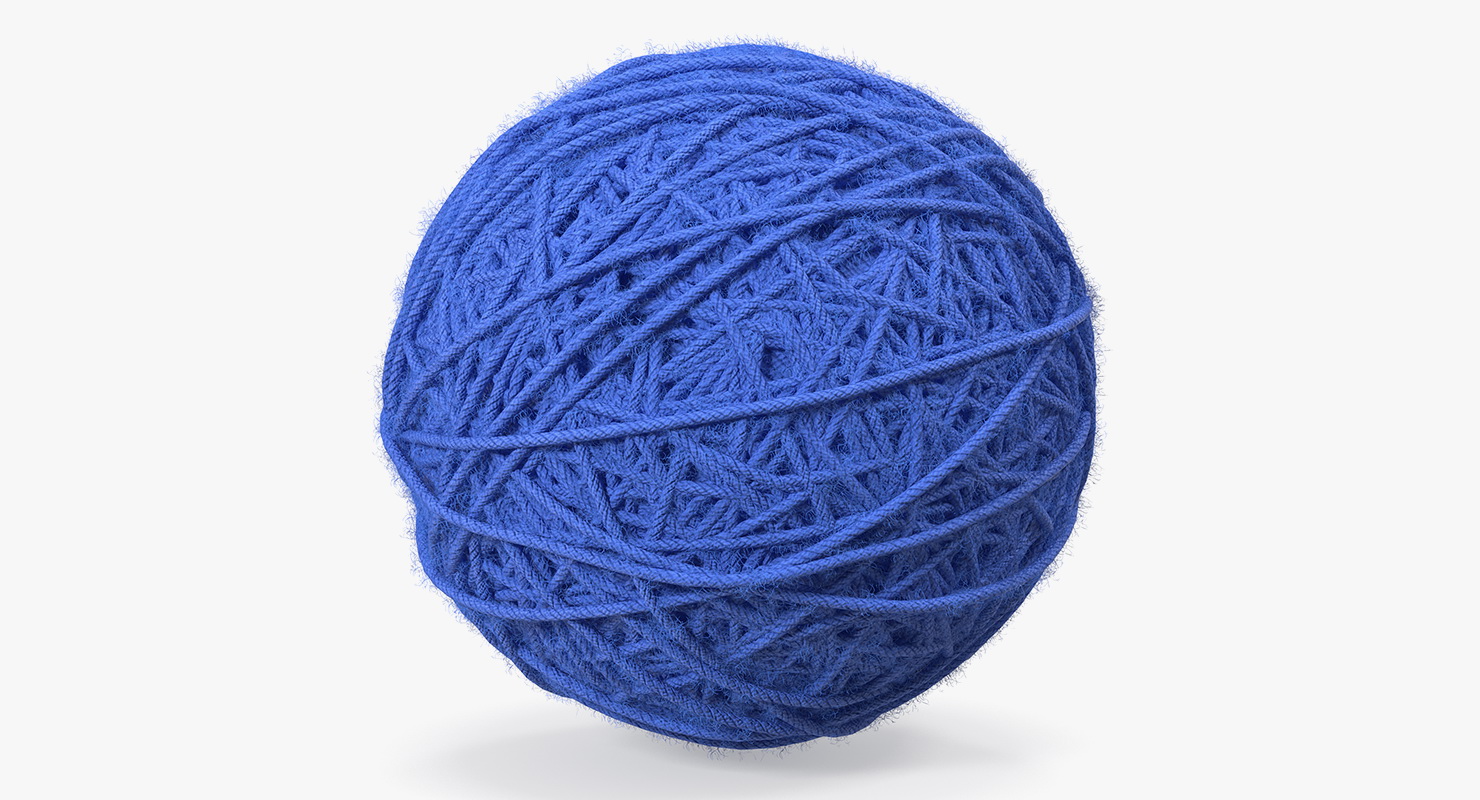 Blue Wool Yarn Ball 3D model