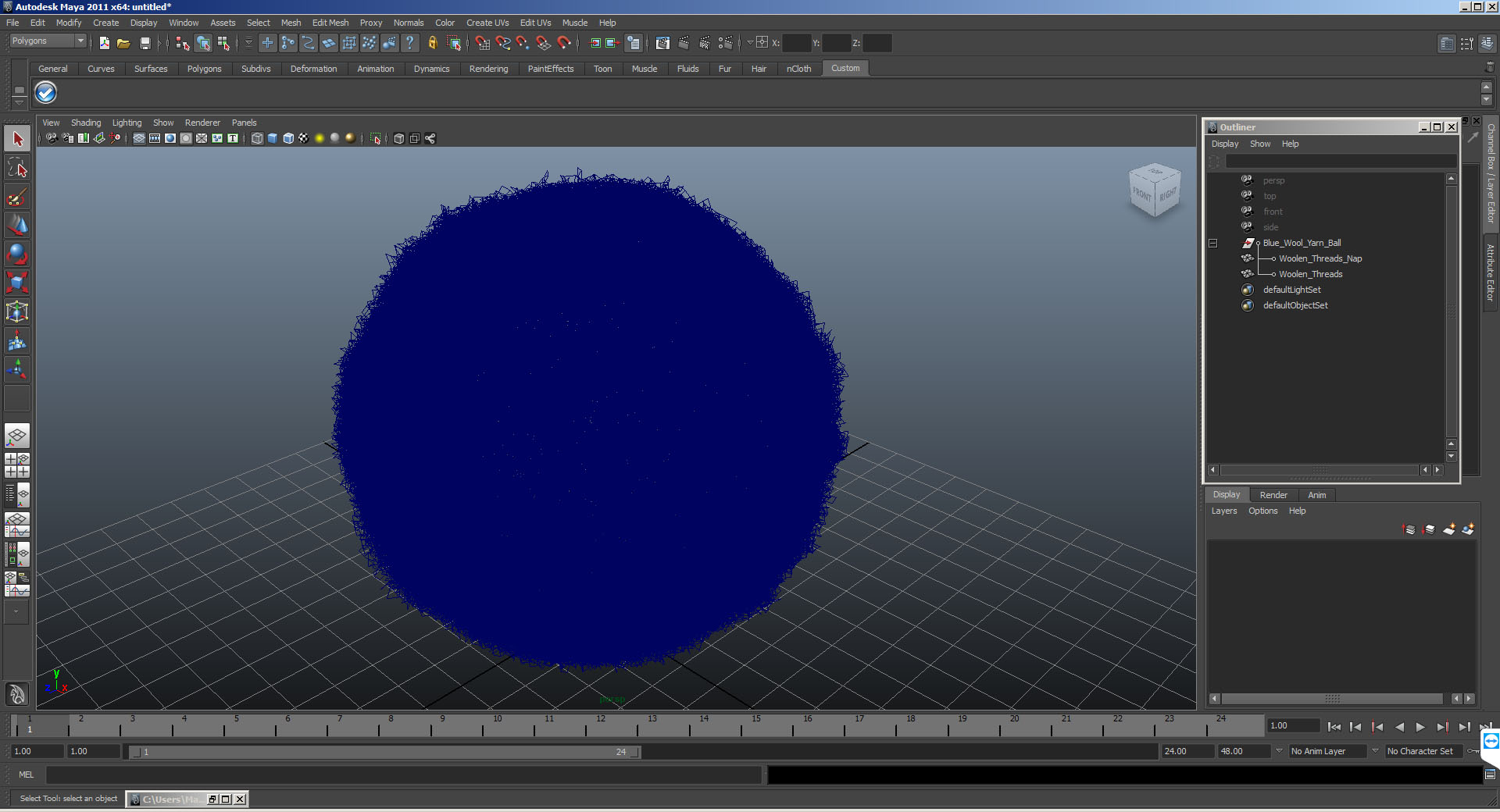 Blue Wool Yarn Ball 3D model