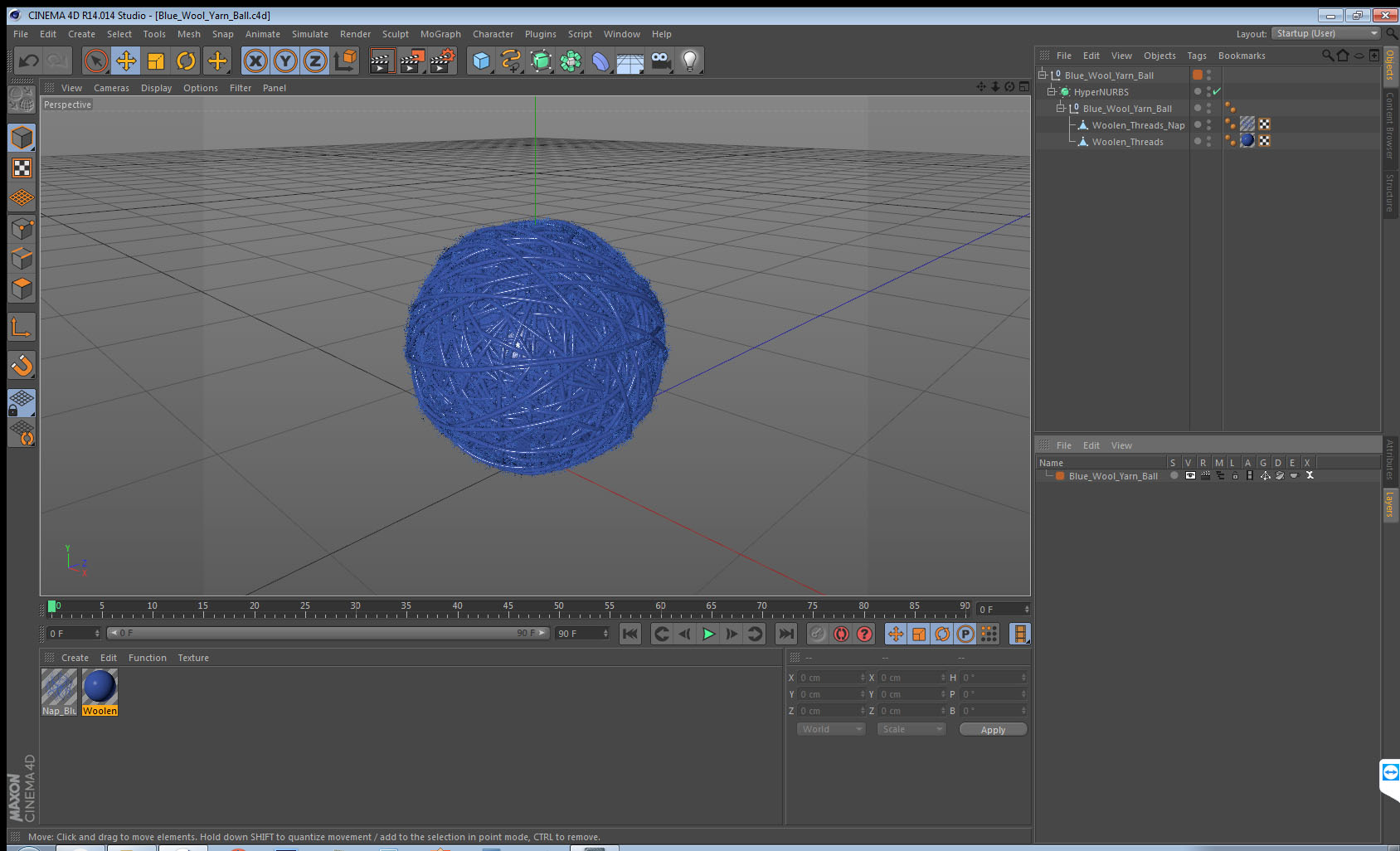 Blue Wool Yarn Ball 3D model