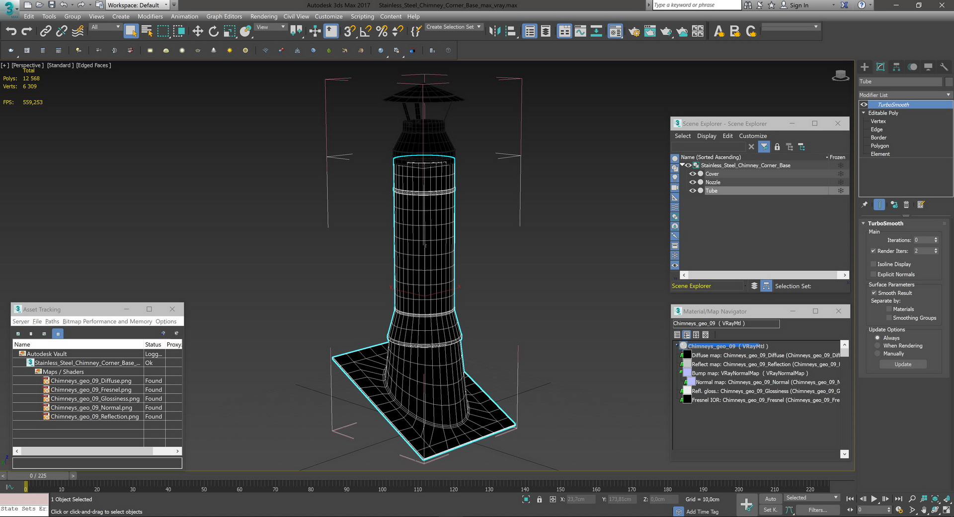 3D model Stainless Steel Chimney Corner Base