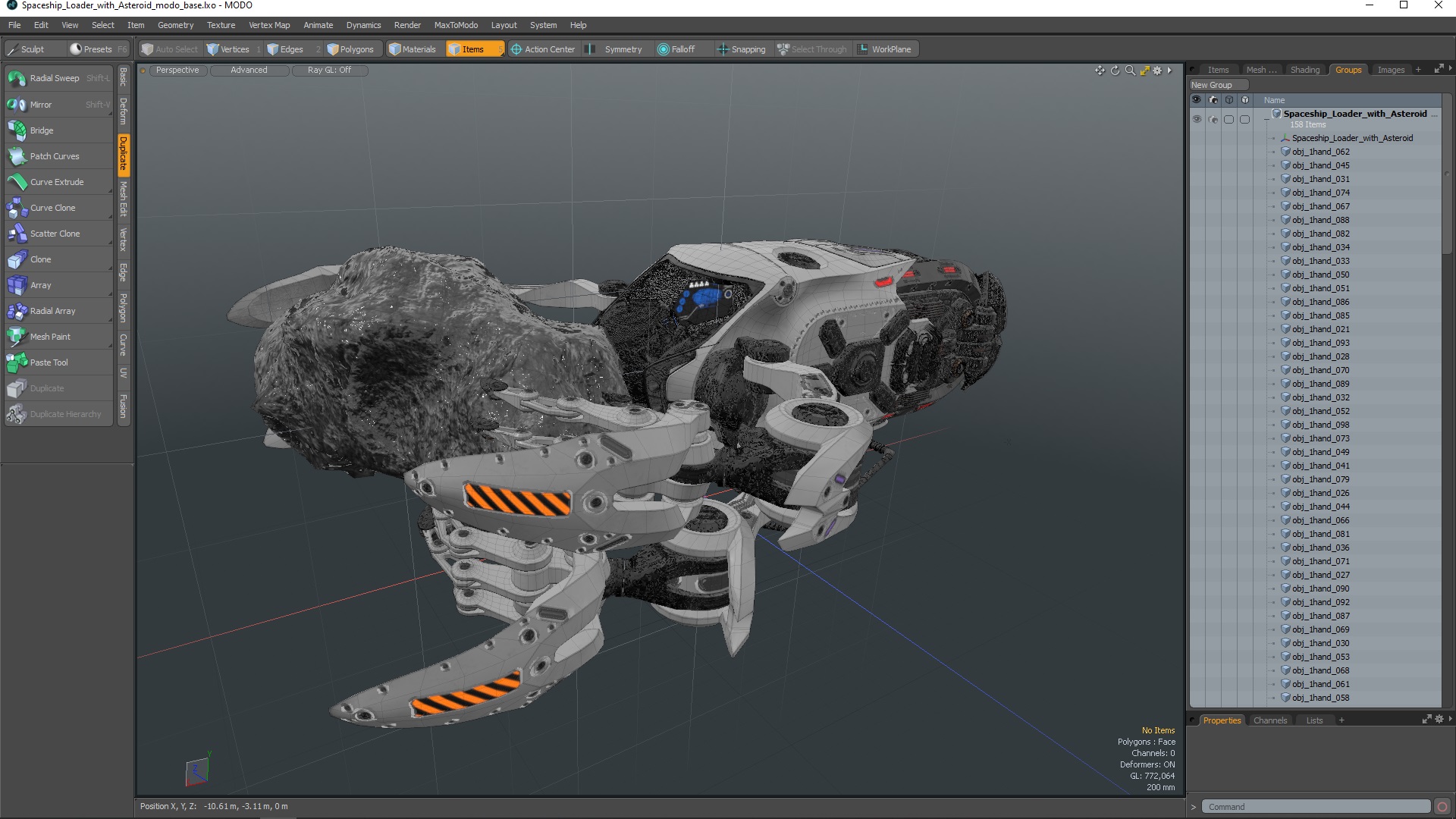 3D model Spaceship Loader with Asteroid