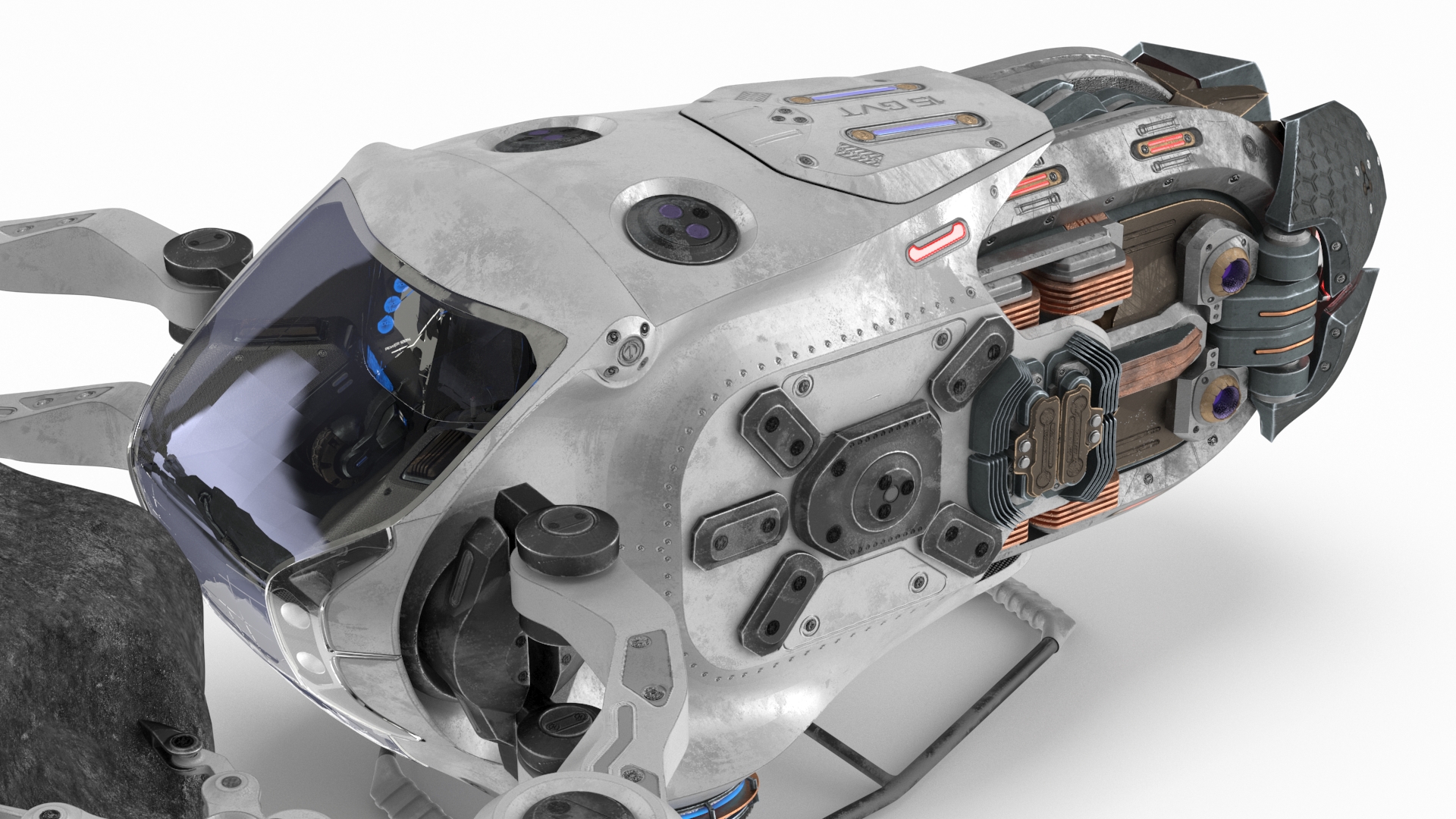 3D model Spaceship Loader with Asteroid