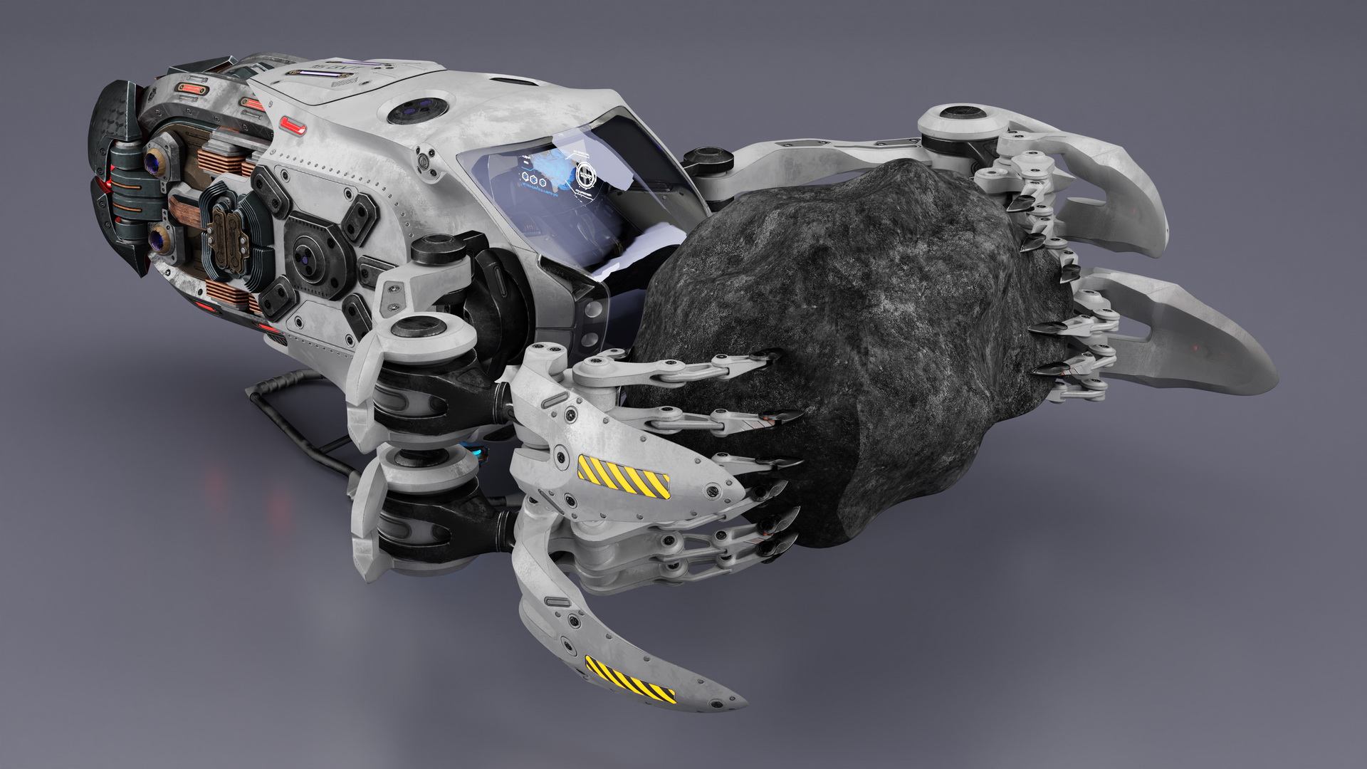 3D model Spaceship Loader with Asteroid