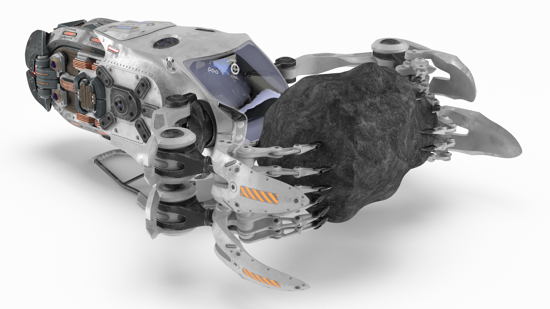3D model Spaceship Loader with Asteroid