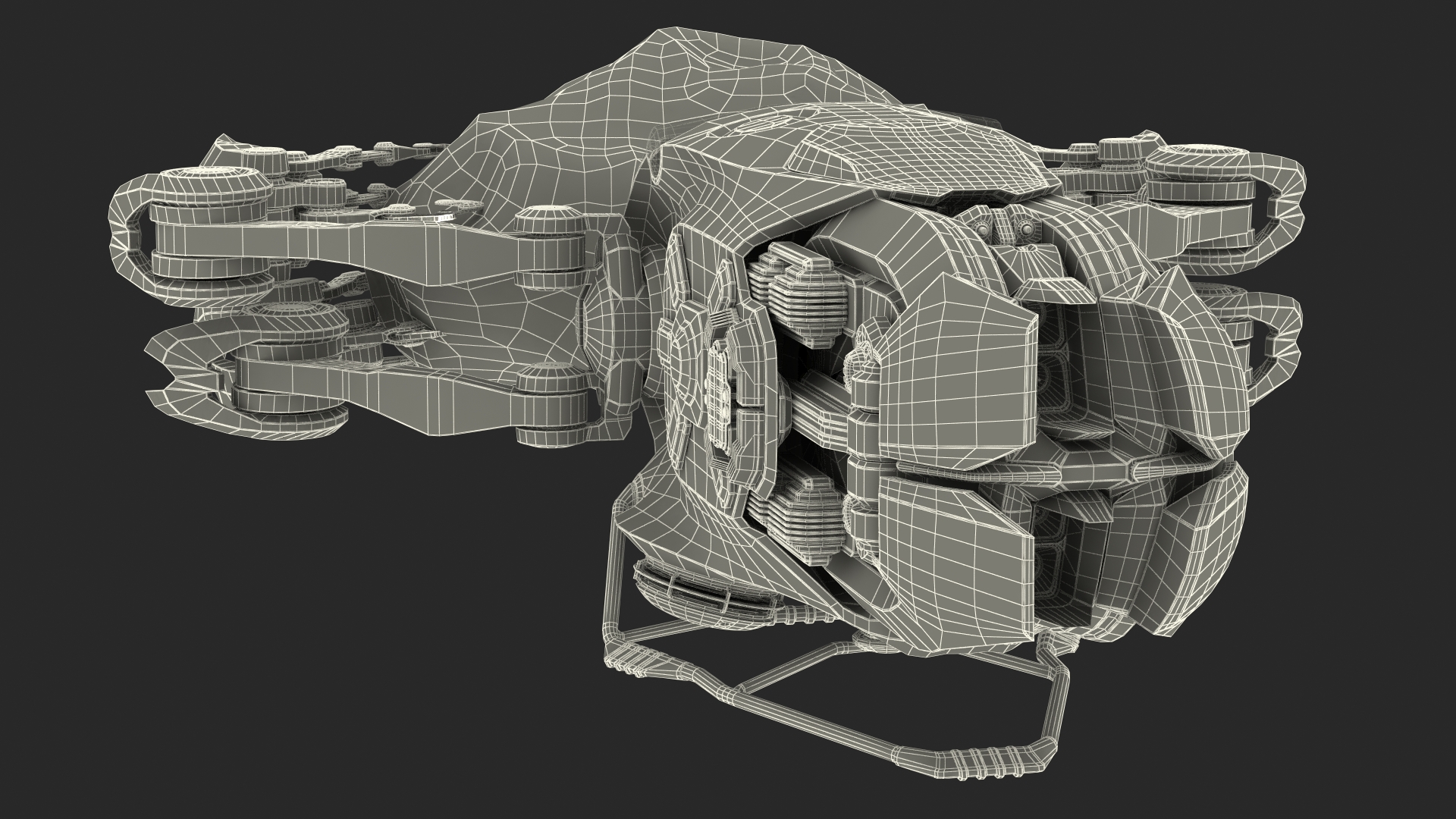 3D model Spaceship Loader with Asteroid