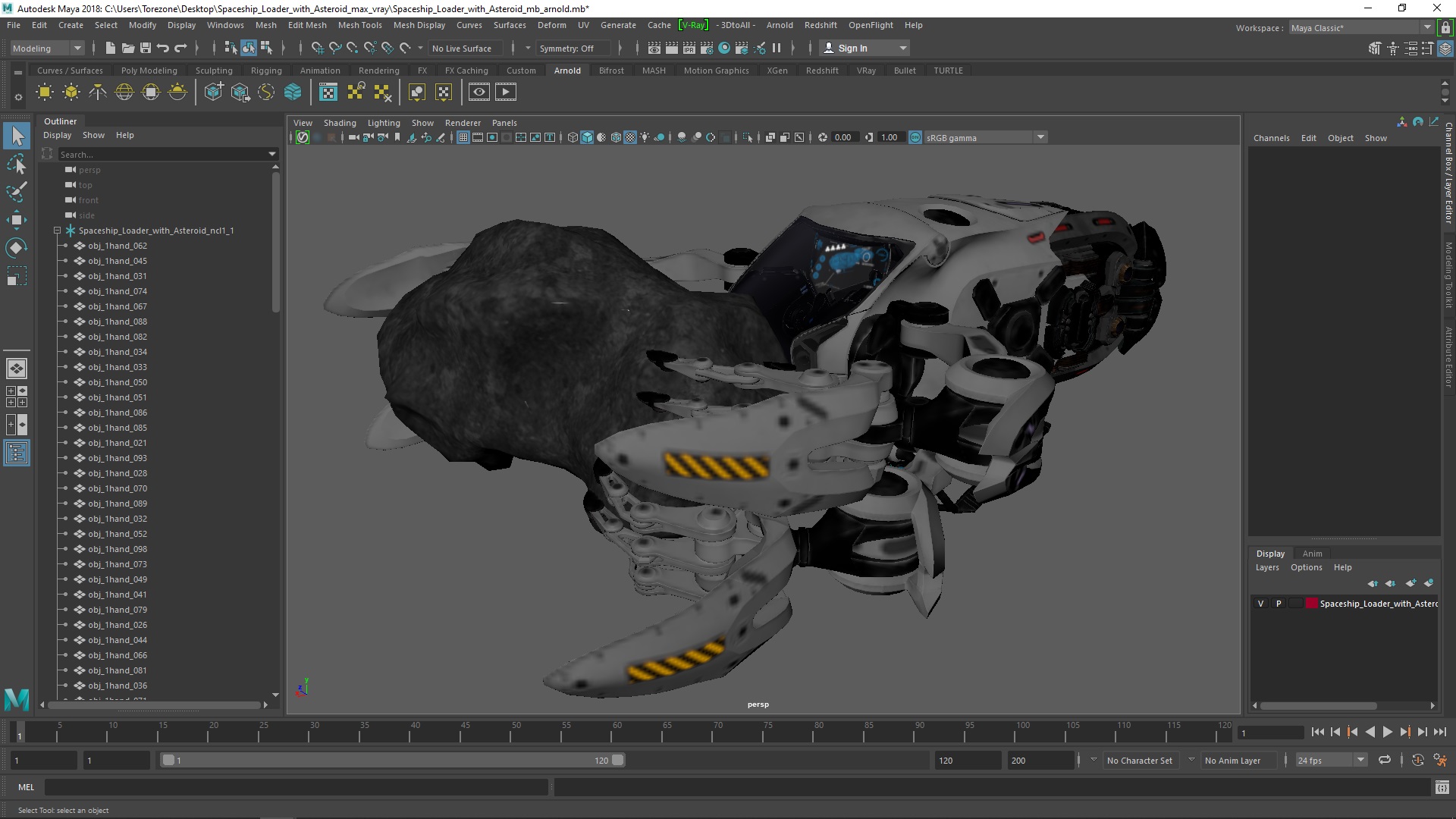3D model Spaceship Loader with Asteroid