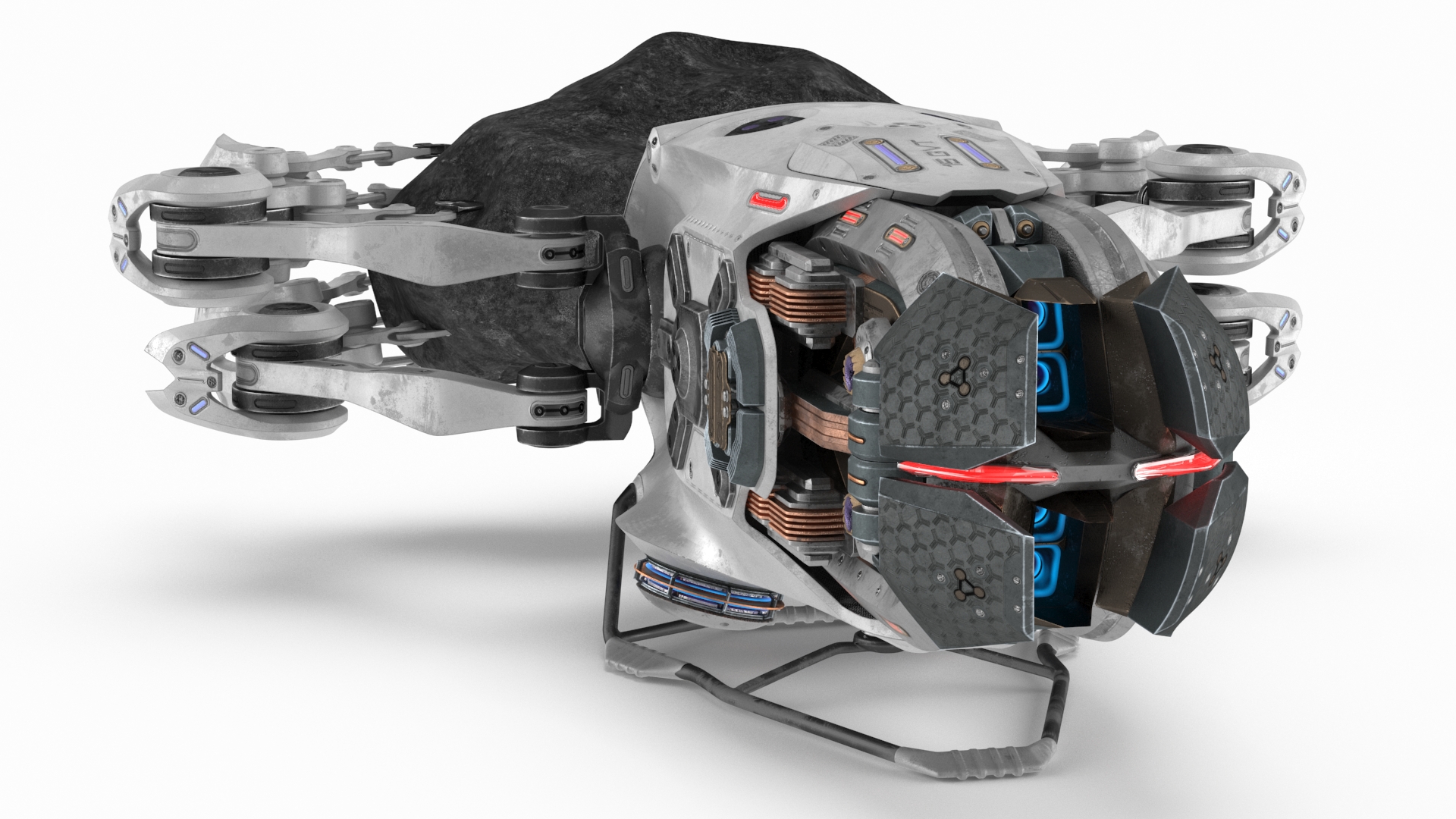 3D model Spaceship Loader with Asteroid