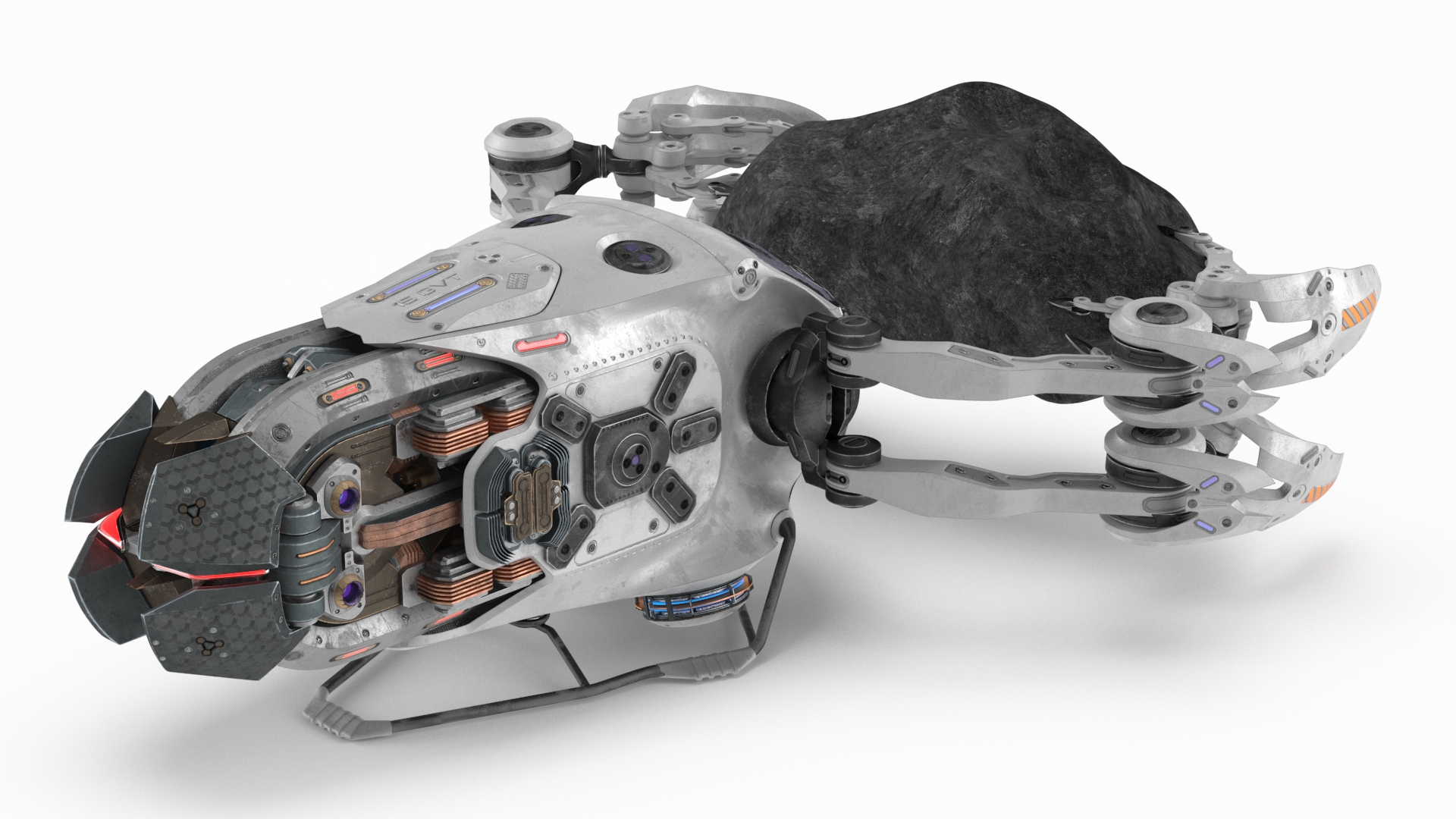 3D model Spaceship Loader with Asteroid