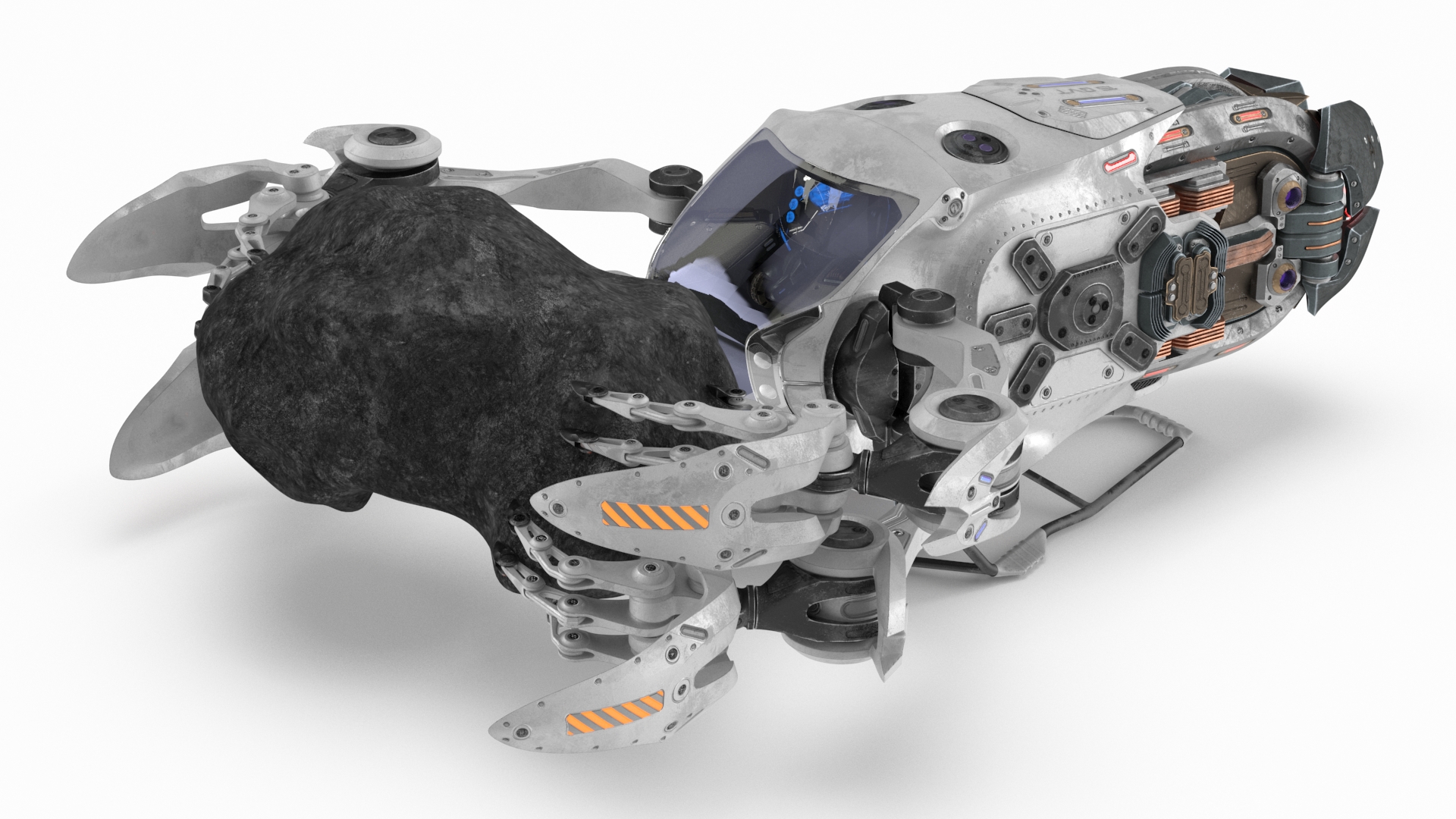 3D model Spaceship Loader with Asteroid